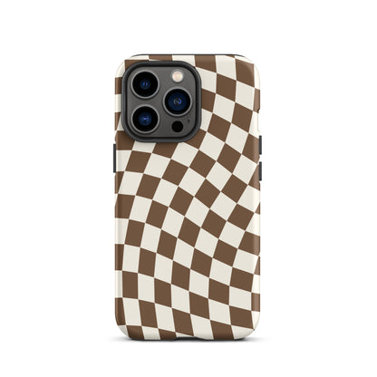 Brown Wavy Checkered iPhone Case iPhone 13 Pro Matte