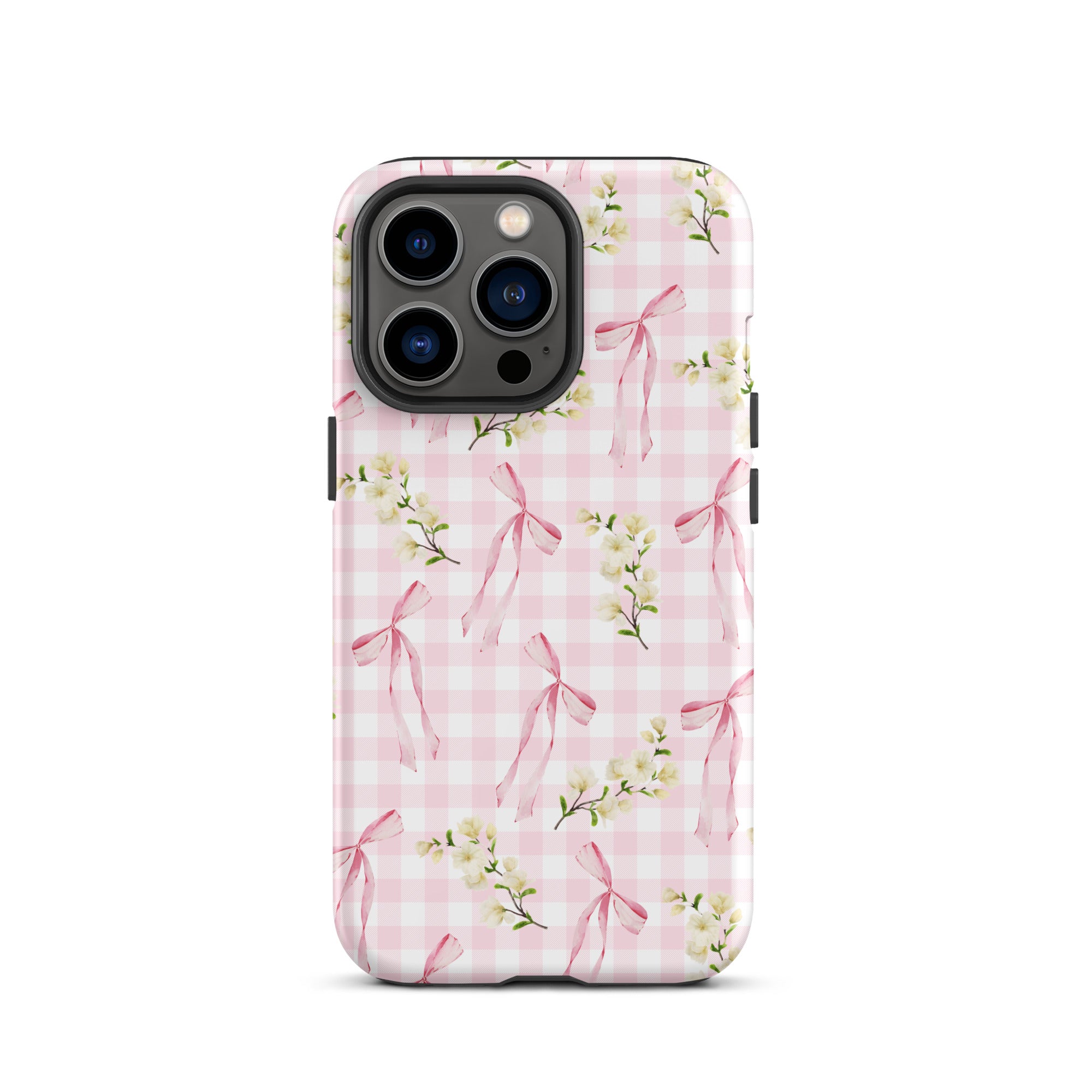 Pink Gingham Bows iPhone Case