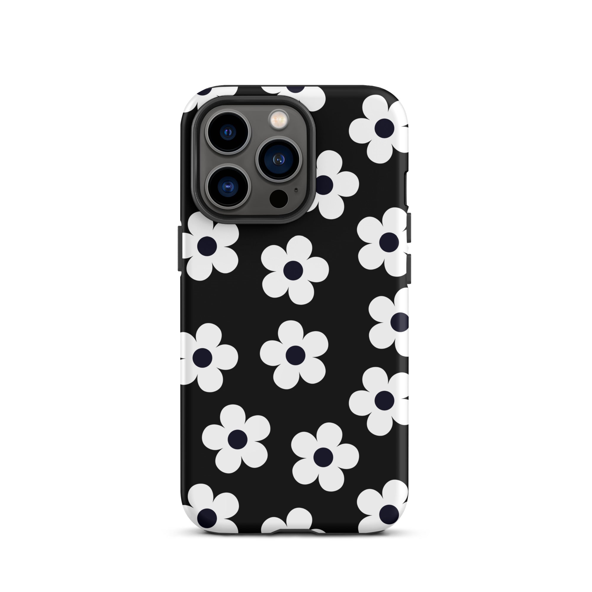 Black Retro Flowers iPhone Case
