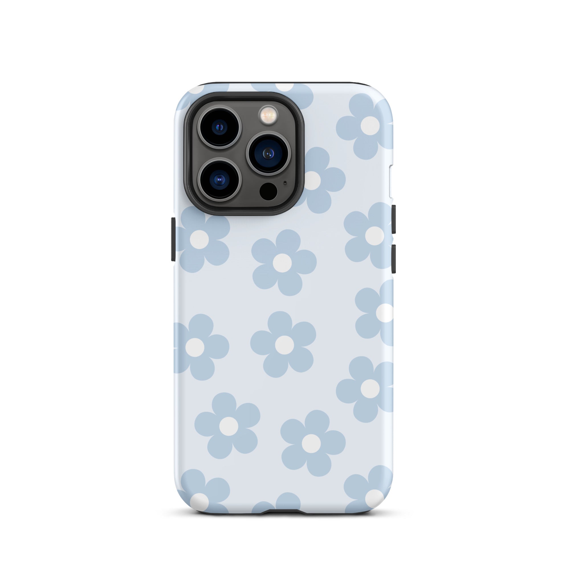 Light Blue Retro Flowers iPhone Case