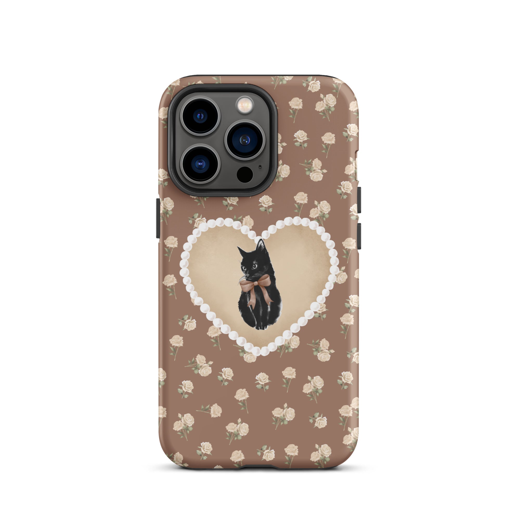 Brown Féline Roses iPhone Case
