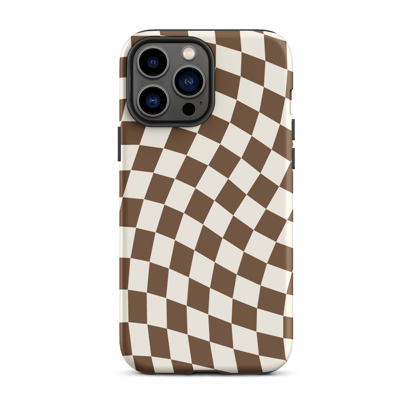 Brown Wavy Checkered iPhone Case iPhone 13 Pro Max Matte