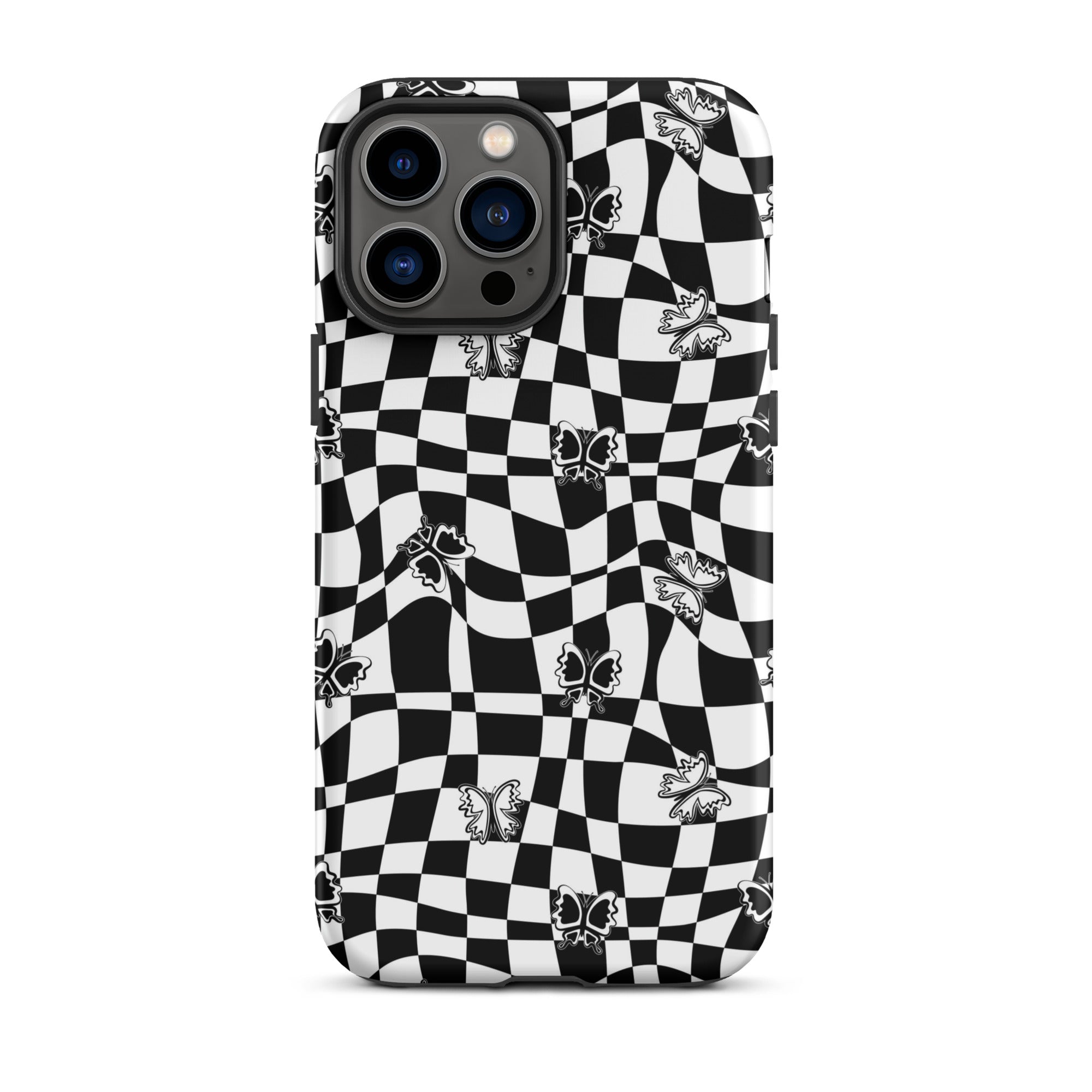 Butterfly Wavy Checkered iPhone Case iPhone 13 Pro Max Matte