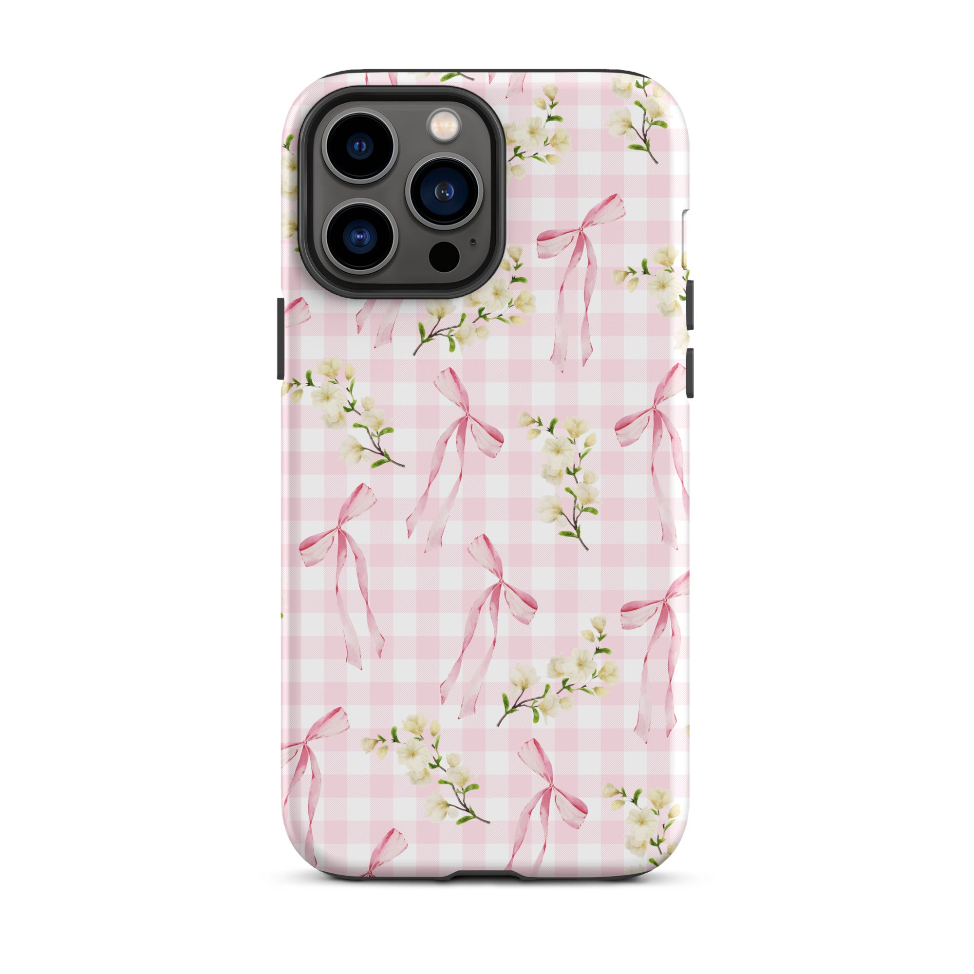 Pink Gingham Bows iPhone Case