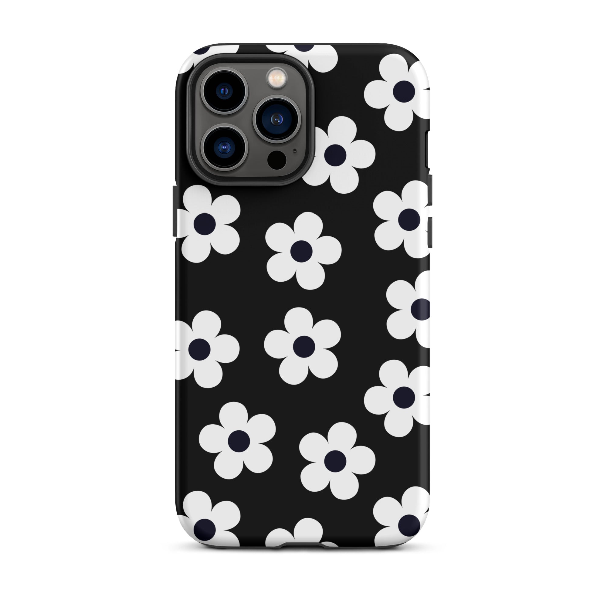 Black Retro Flowers iPhone Case