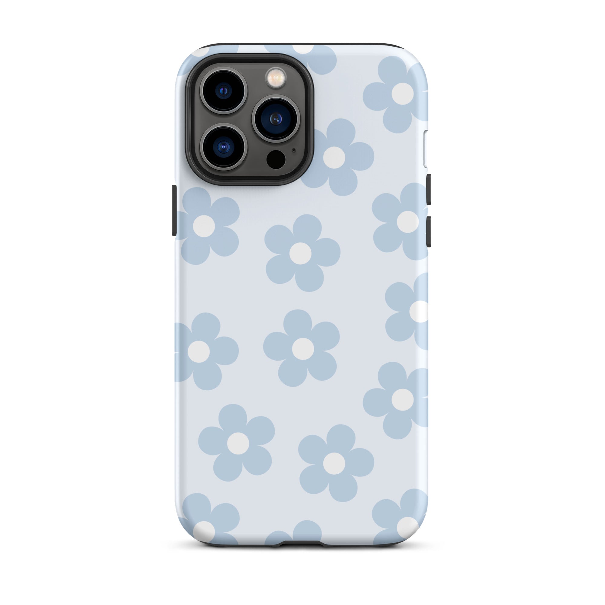 Light Blue Retro Flowers iPhone Case