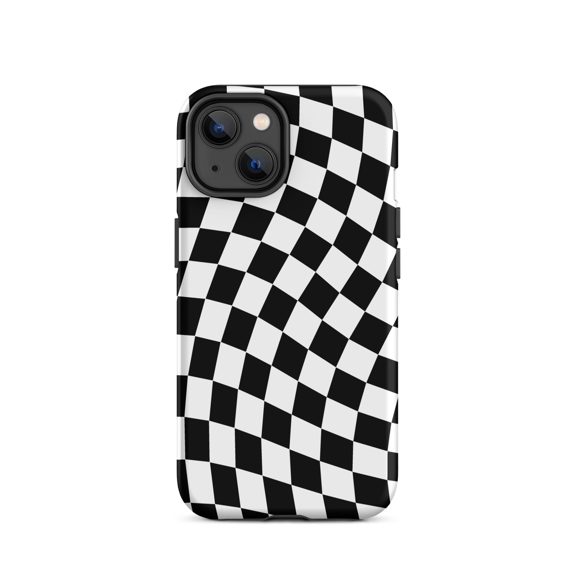 Black Wavy Checkered iPhone Case iPhone 14 Matte