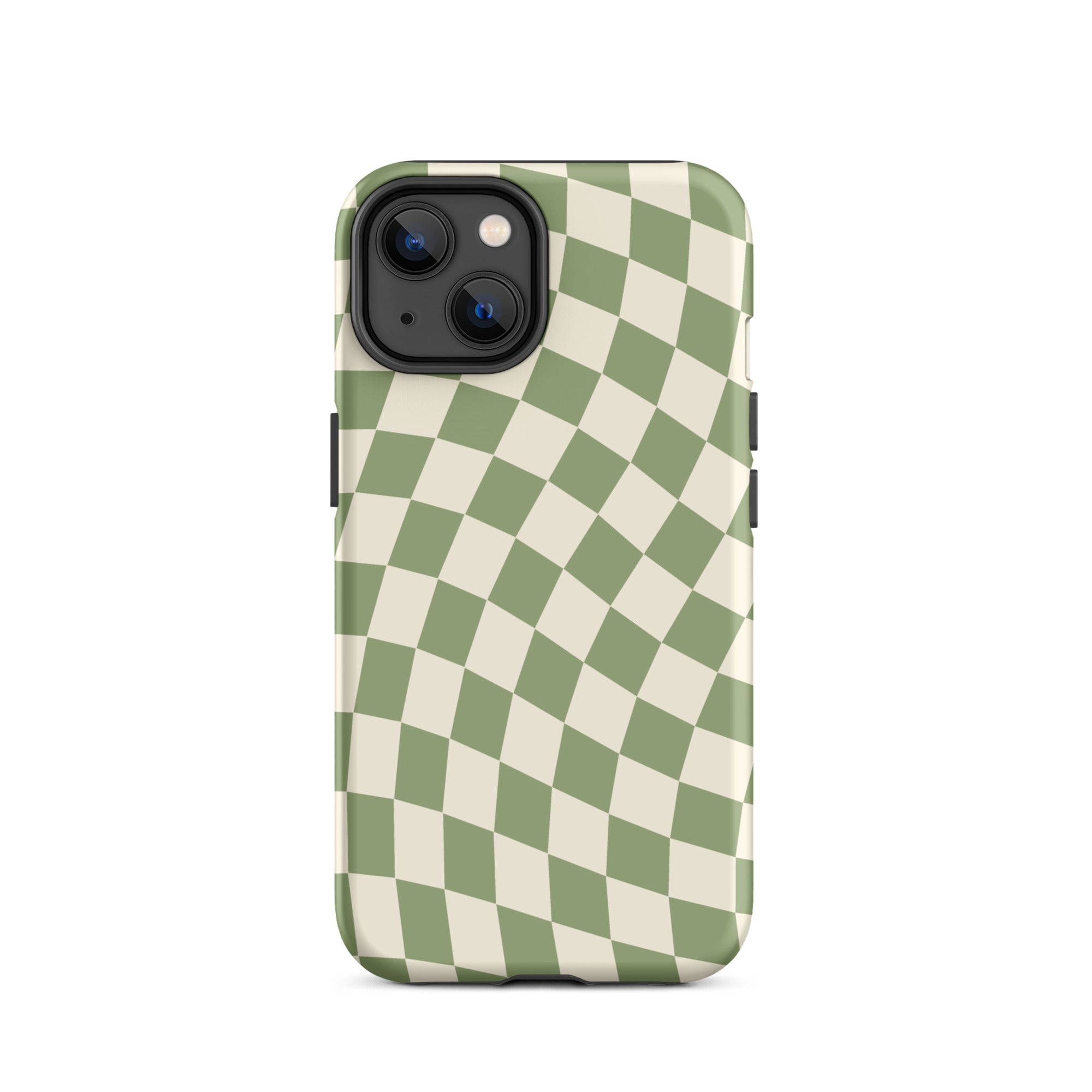 Green & Beige Wavy Checkered iPhone Case