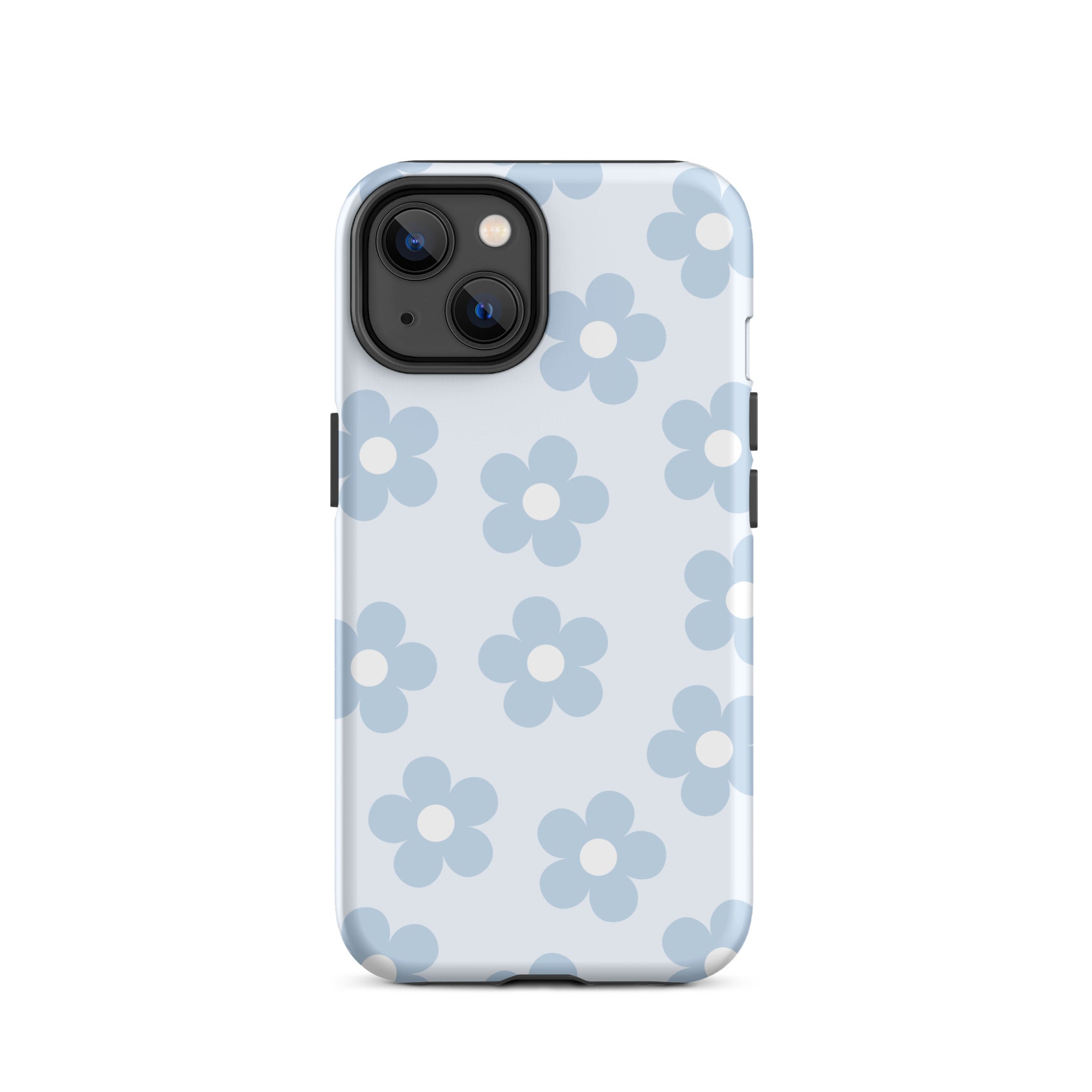 Light Blue Retro Flowers iPhone Case