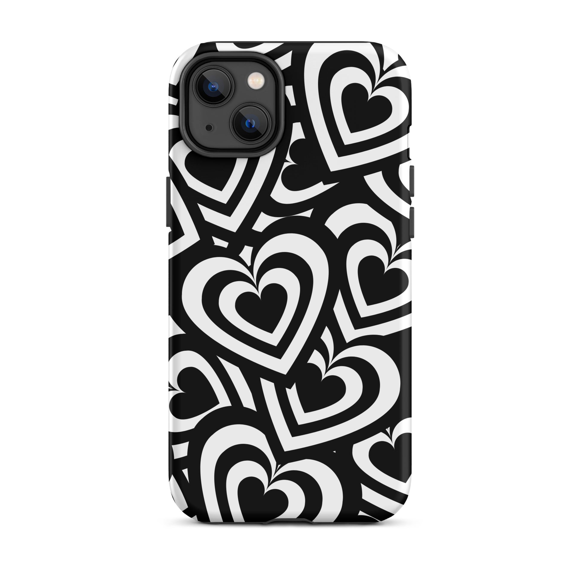 Black & White Hearts iPhone Case iPhone 14 Plus Matte