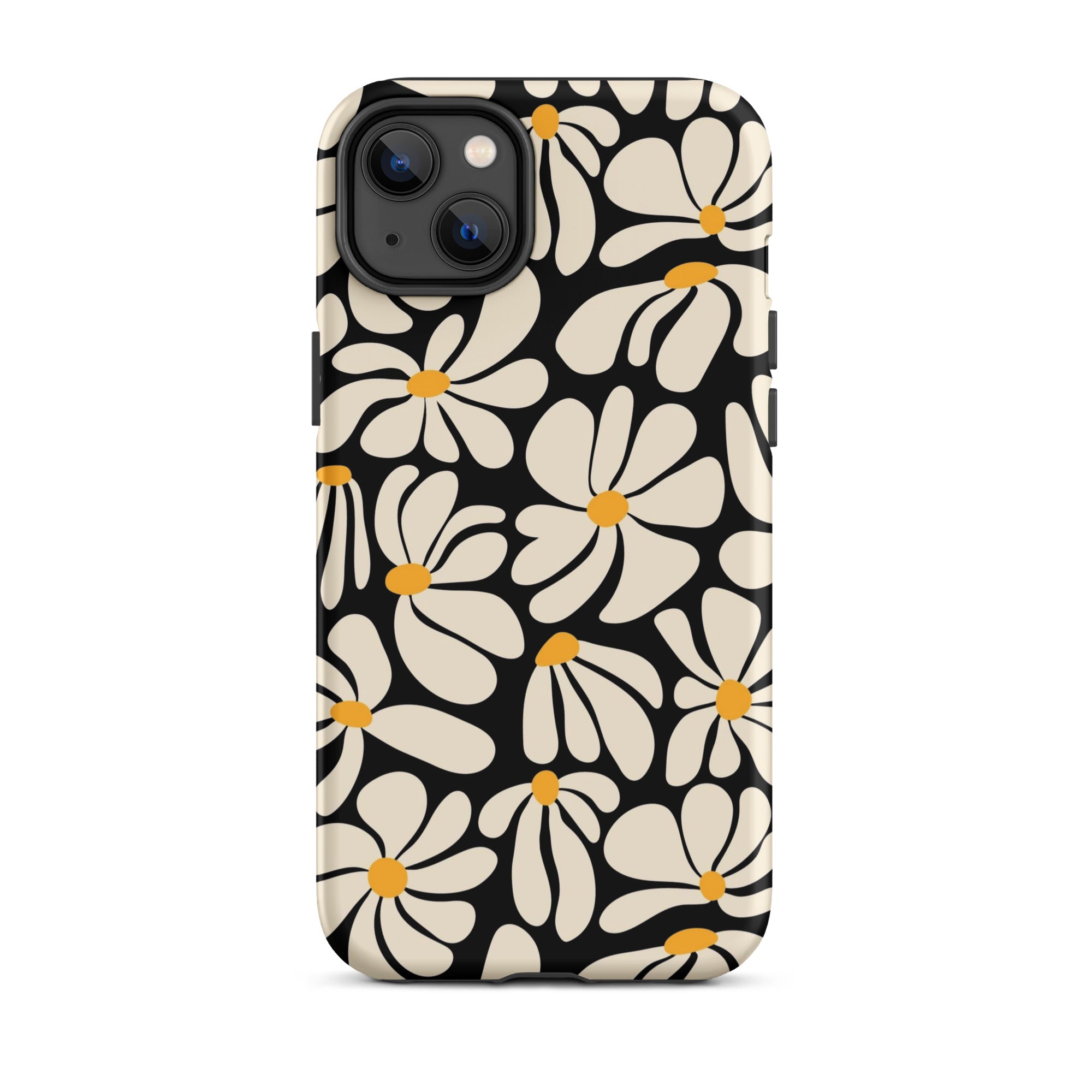 Black Retro Flowers iPhone Case iPhone 14 Plus Matte