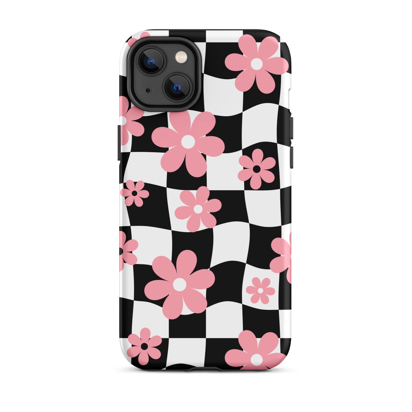 Floral Wavy Checkered iPhone Case iPhone 14 Plus Matte