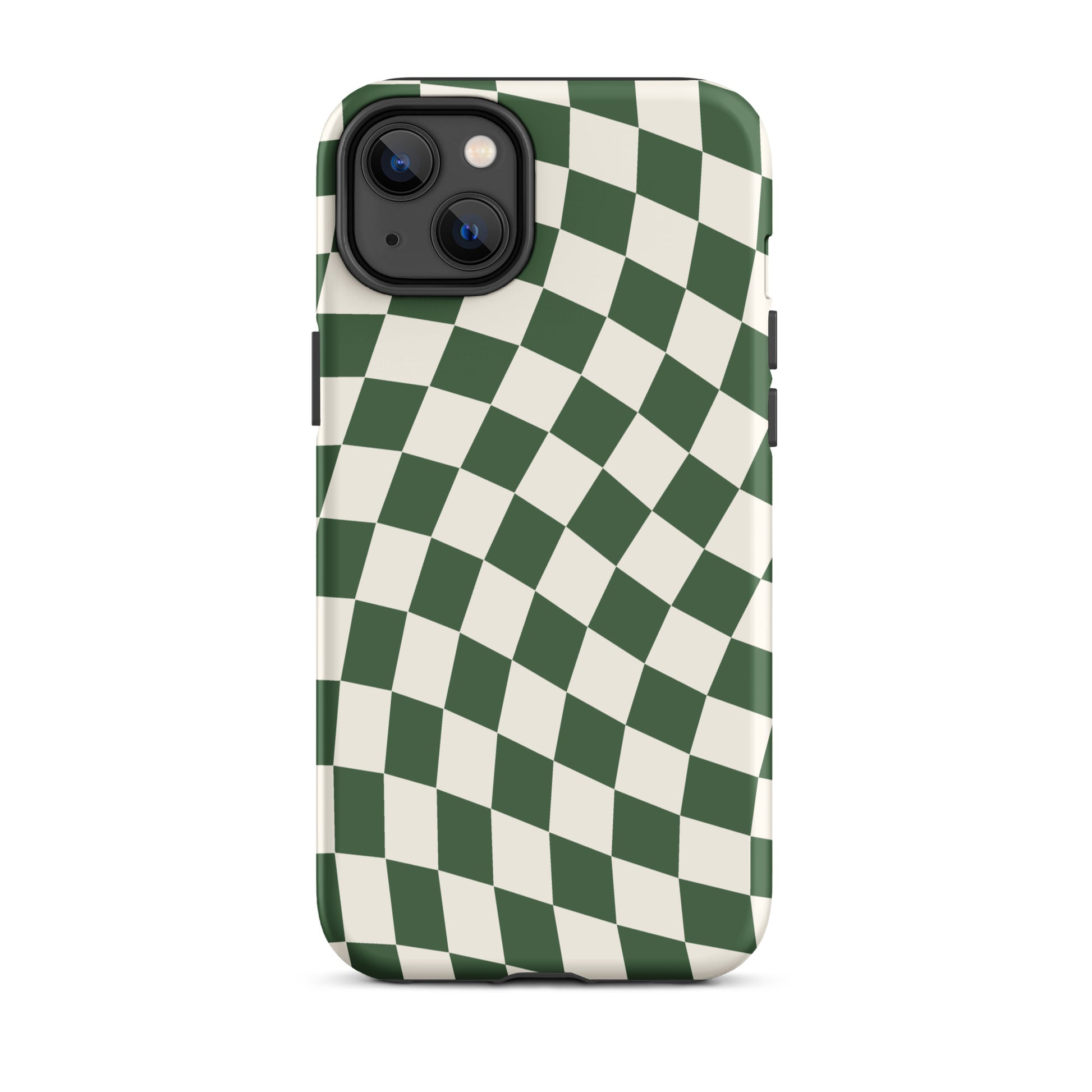 Green Wavy Checkered iPhone Case iPhone 14 Plus Matte