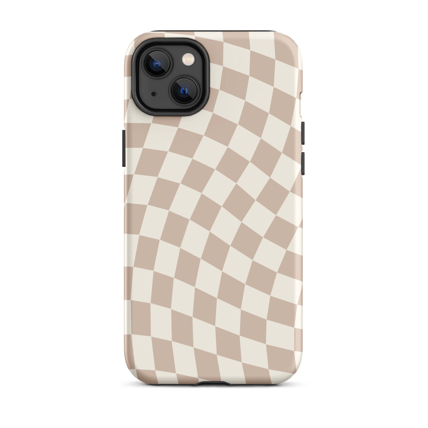 Neutral Wavy Checkered iPhone Case iPhone 14 Plus Matte