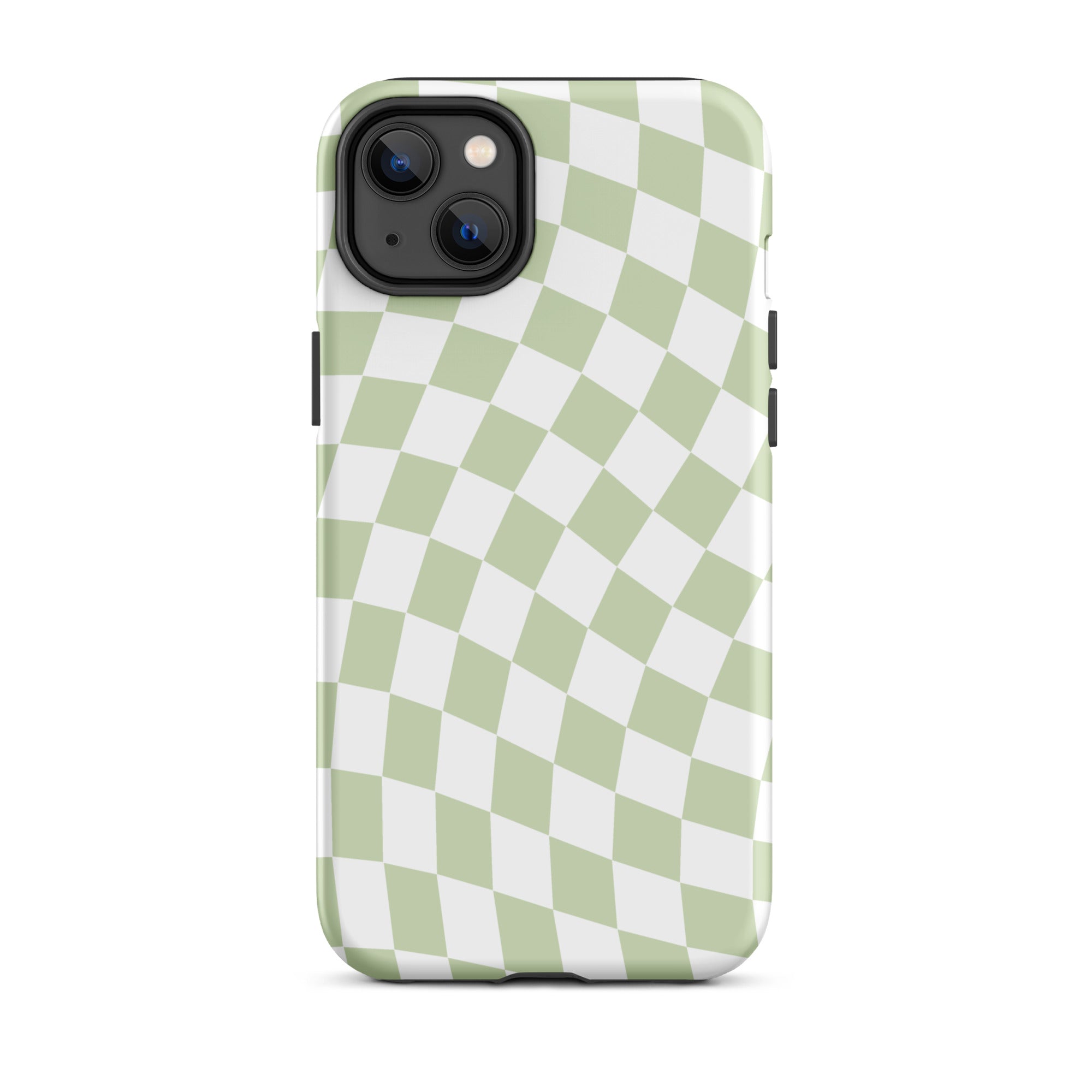 Light Green Wavy Checkered iPhone Case