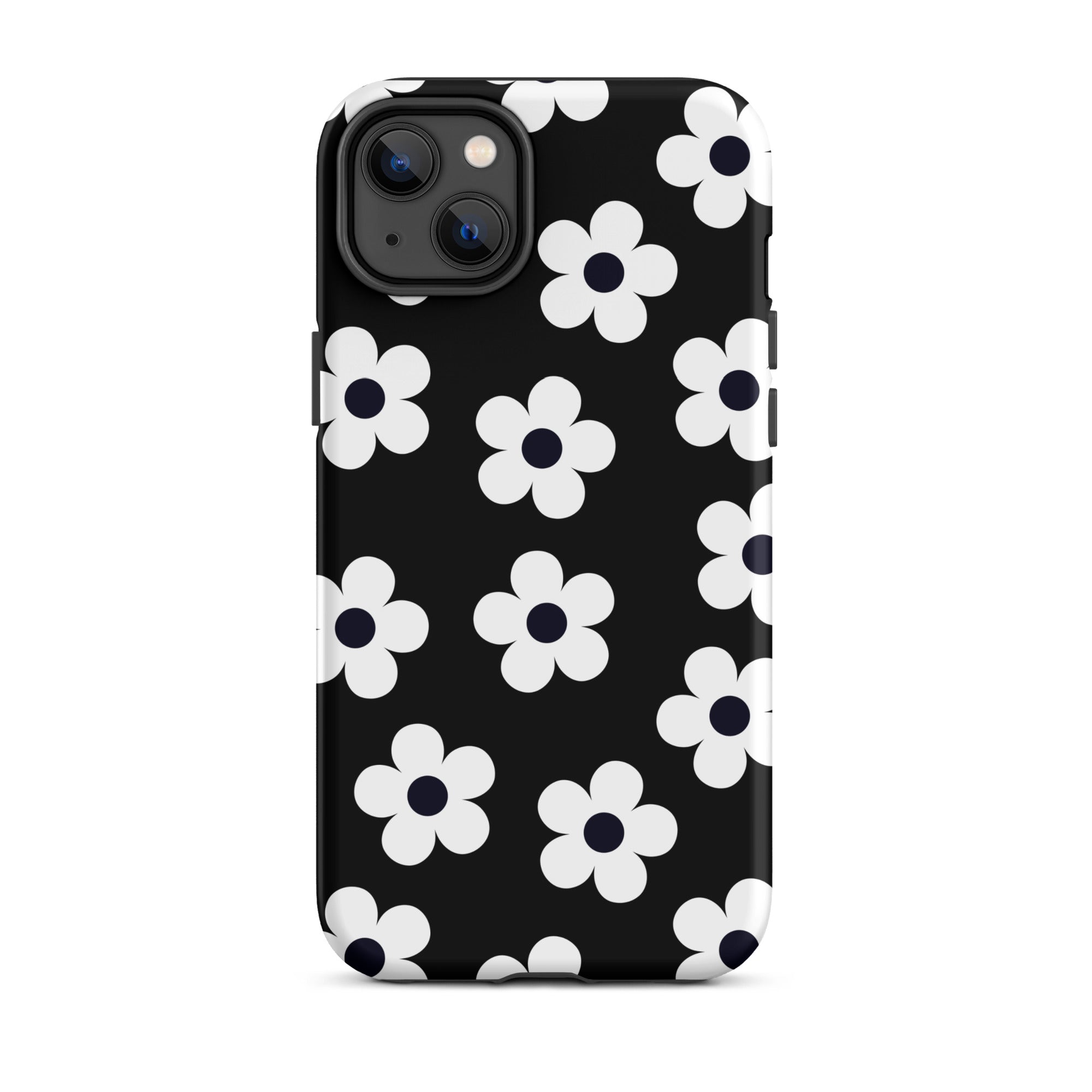 Black Retro Flowers iPhone Case