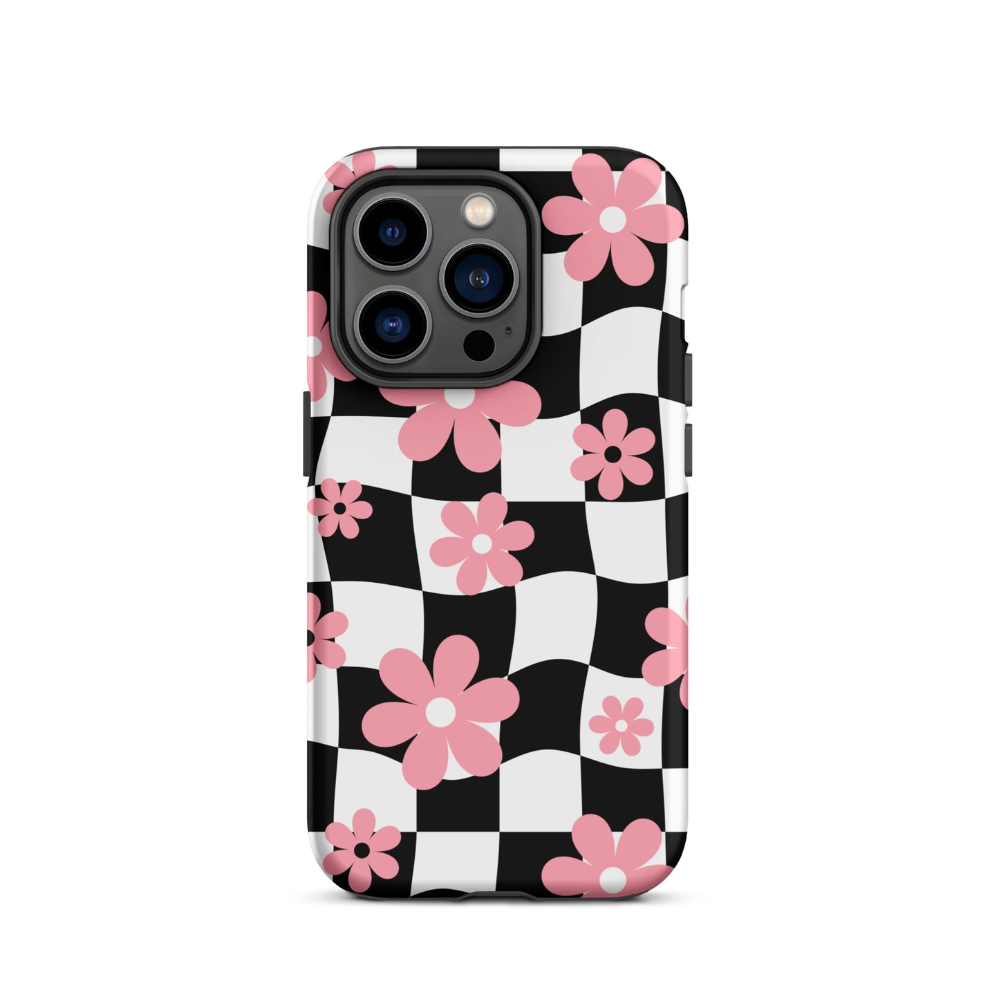Floral Wavy Checkered iPhone Case iPhone 14 Pro Matte