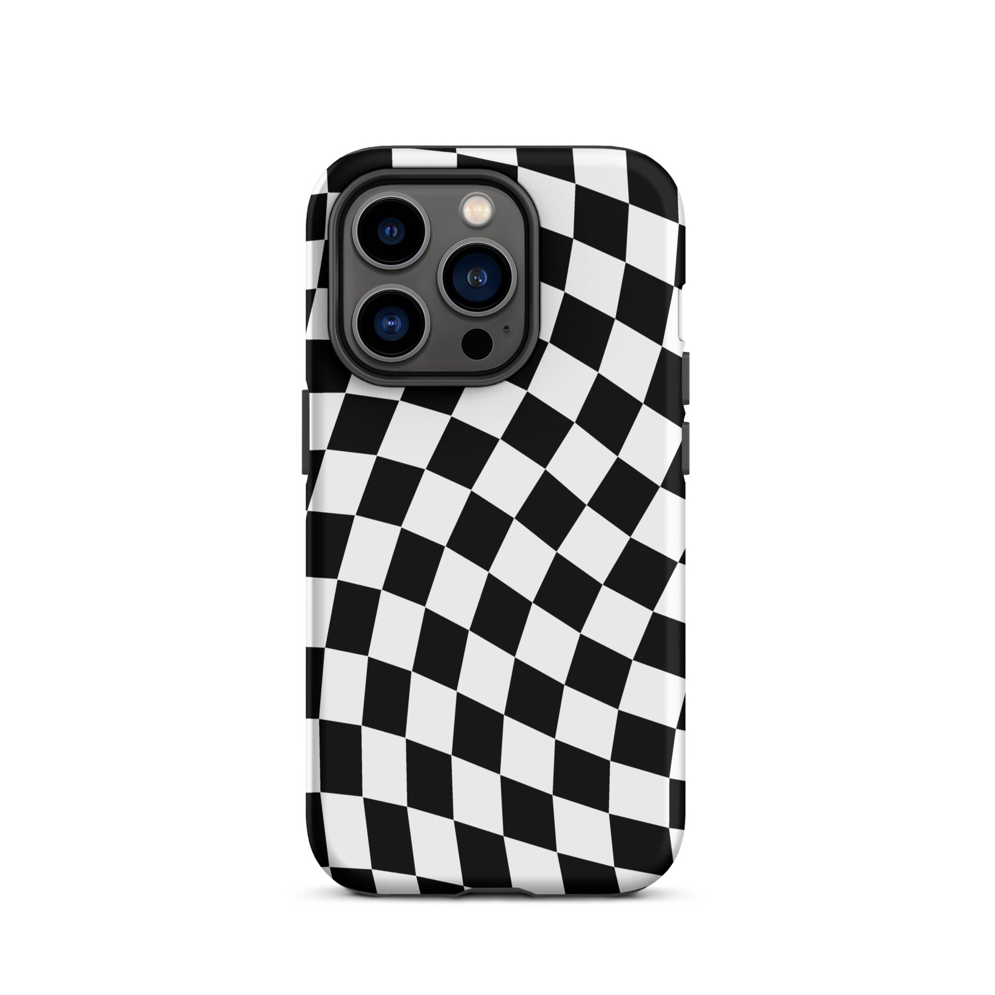 Black Wavy Checkered iPhone Case iPhone 14 Pro Matte
