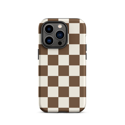 Brown Checkered iPhone Case iPhone 14 Pro Matte