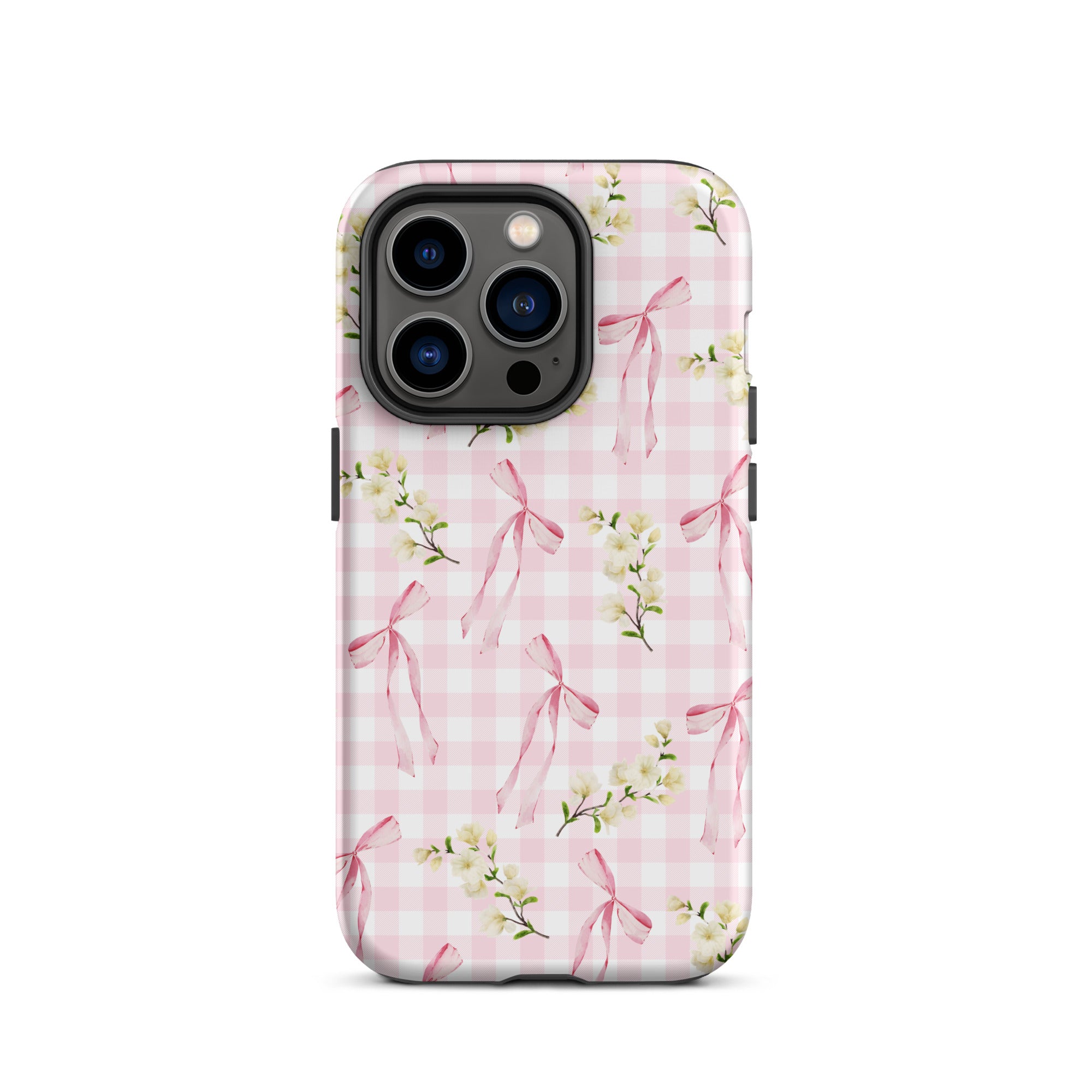 Pink Gingham Bows iPhone Case