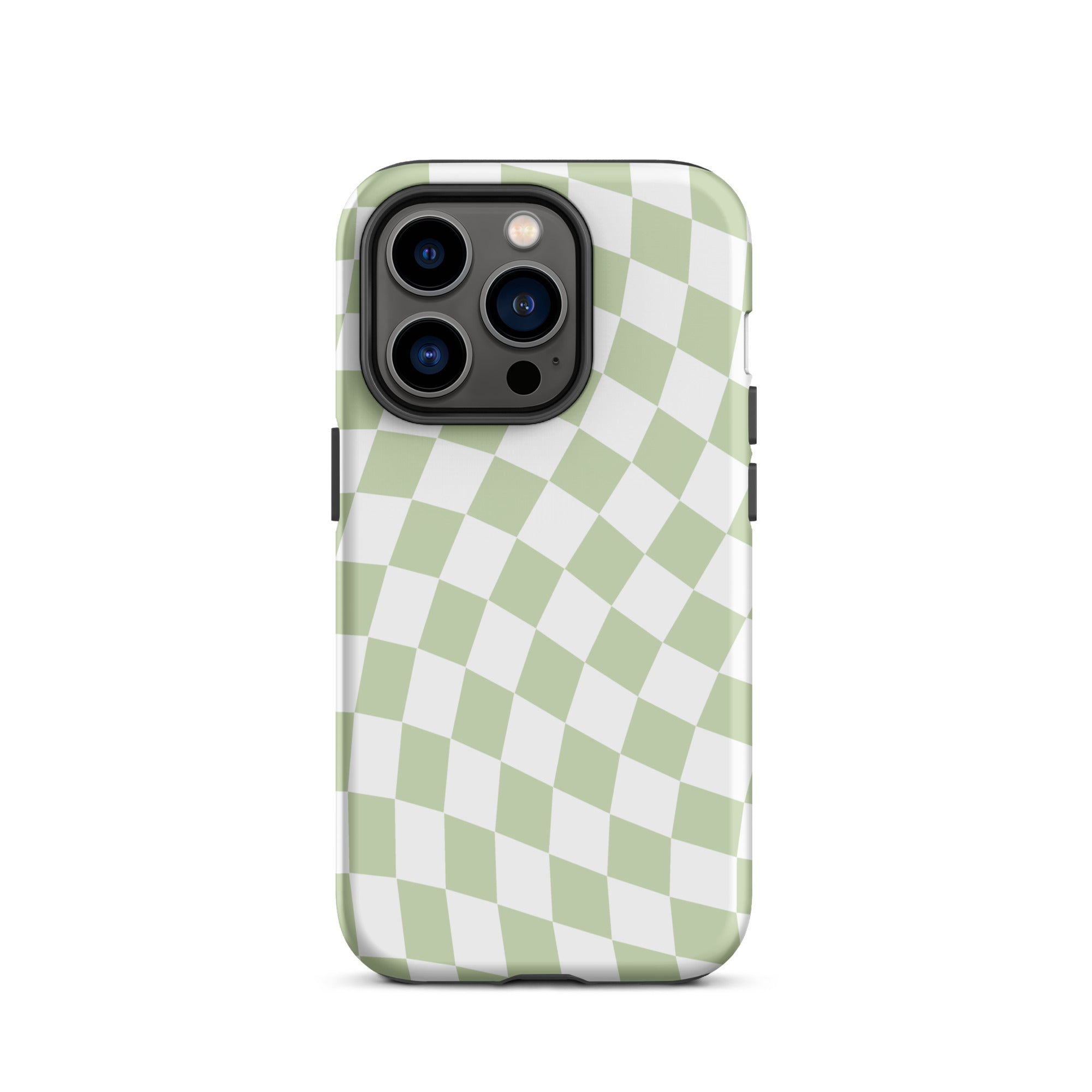 Light Green Wavy Checkered iPhone Case