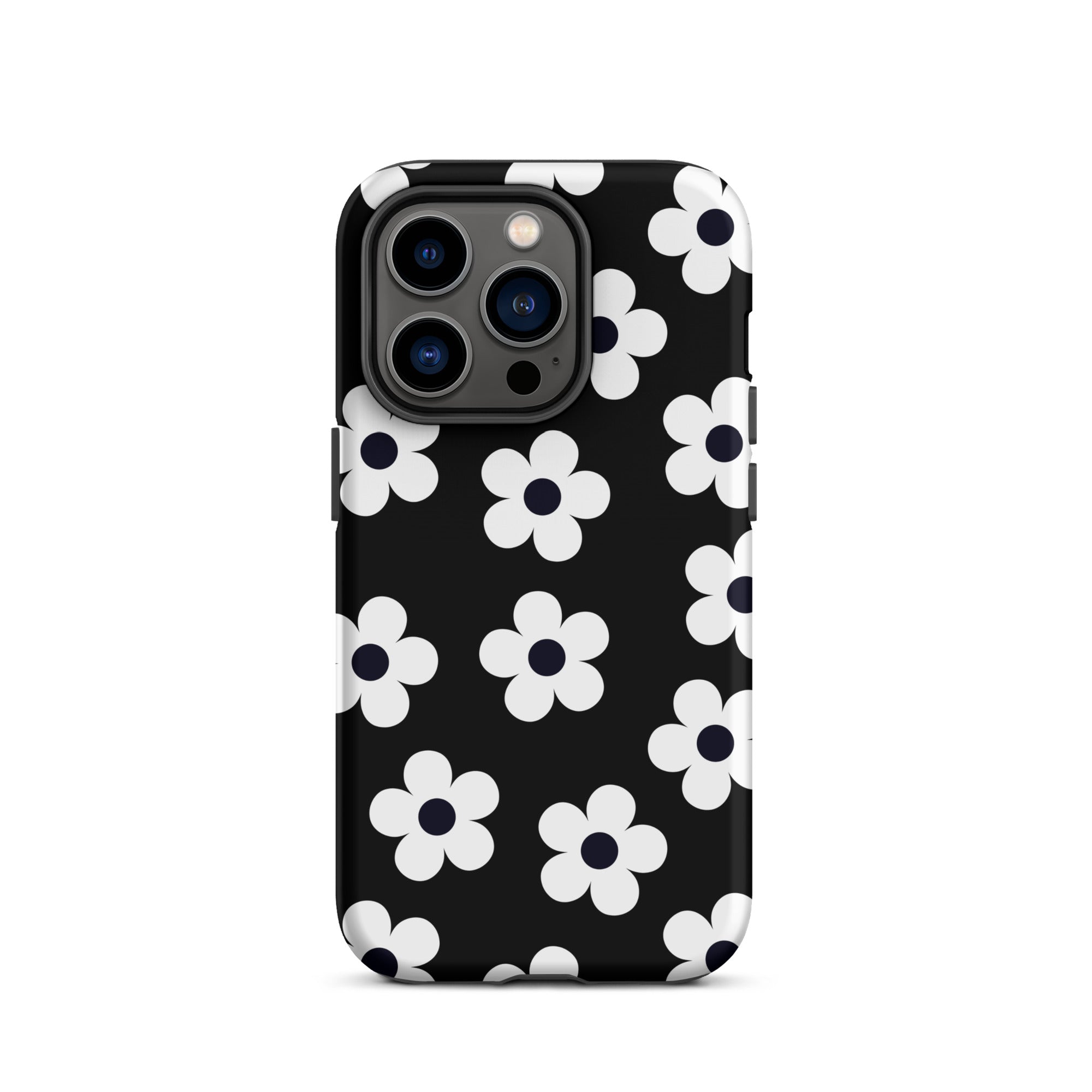 Black Retro Flowers iPhone Case