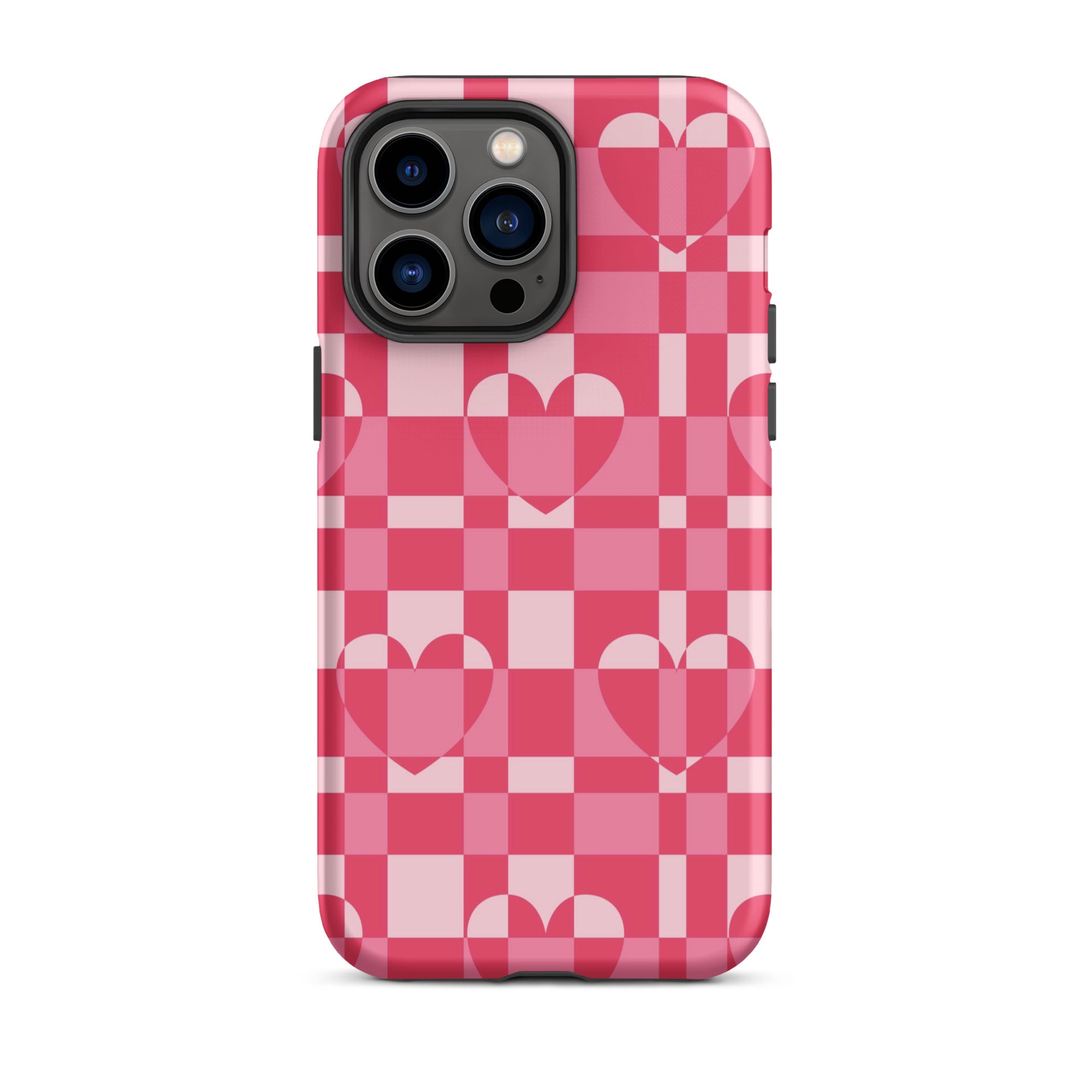 Hearts Checkered iPhone Case iPhone 14 Pro Max Matte