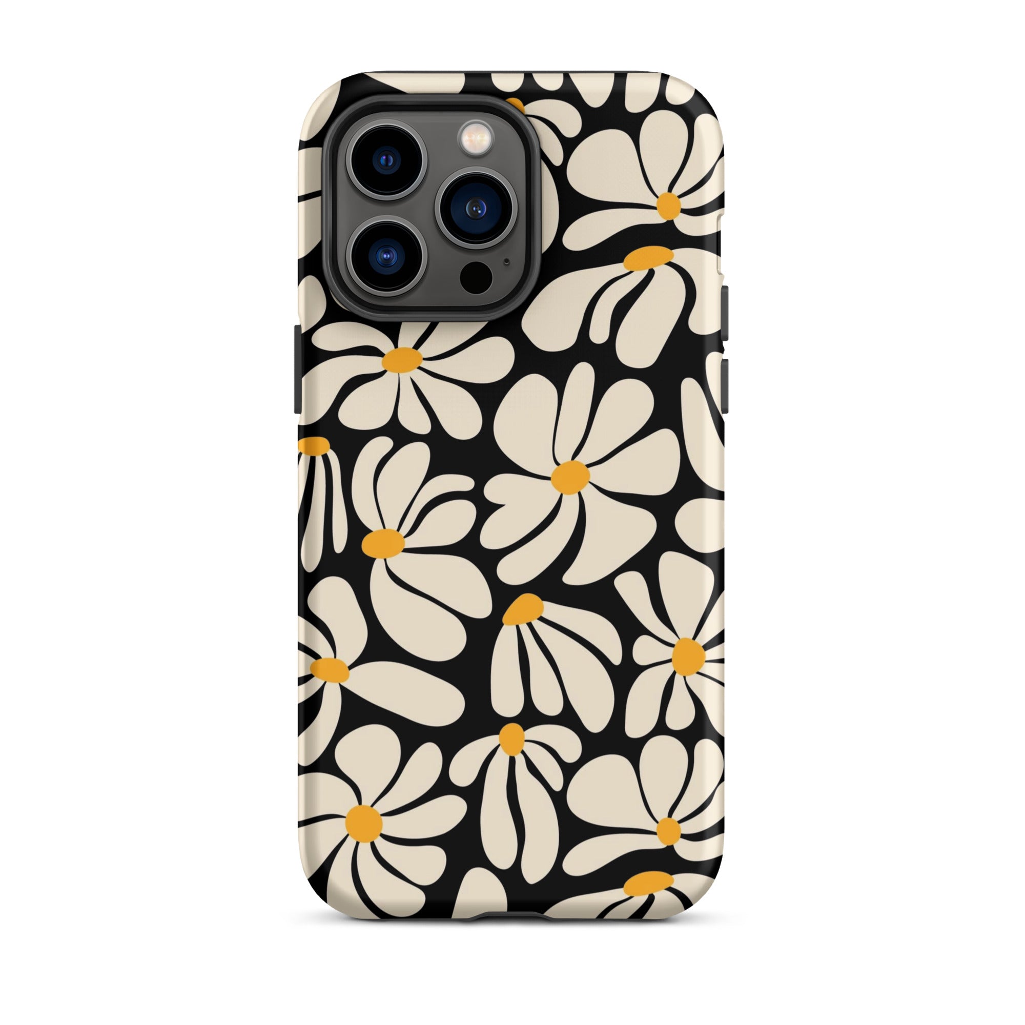 Black Retro Flowers iPhone Case iPhone 14 Pro Max Matte