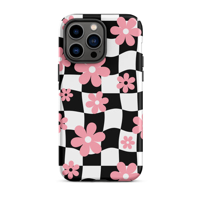 Floral Wavy Checkered iPhone Case iPhone 14 Pro Max Matte
