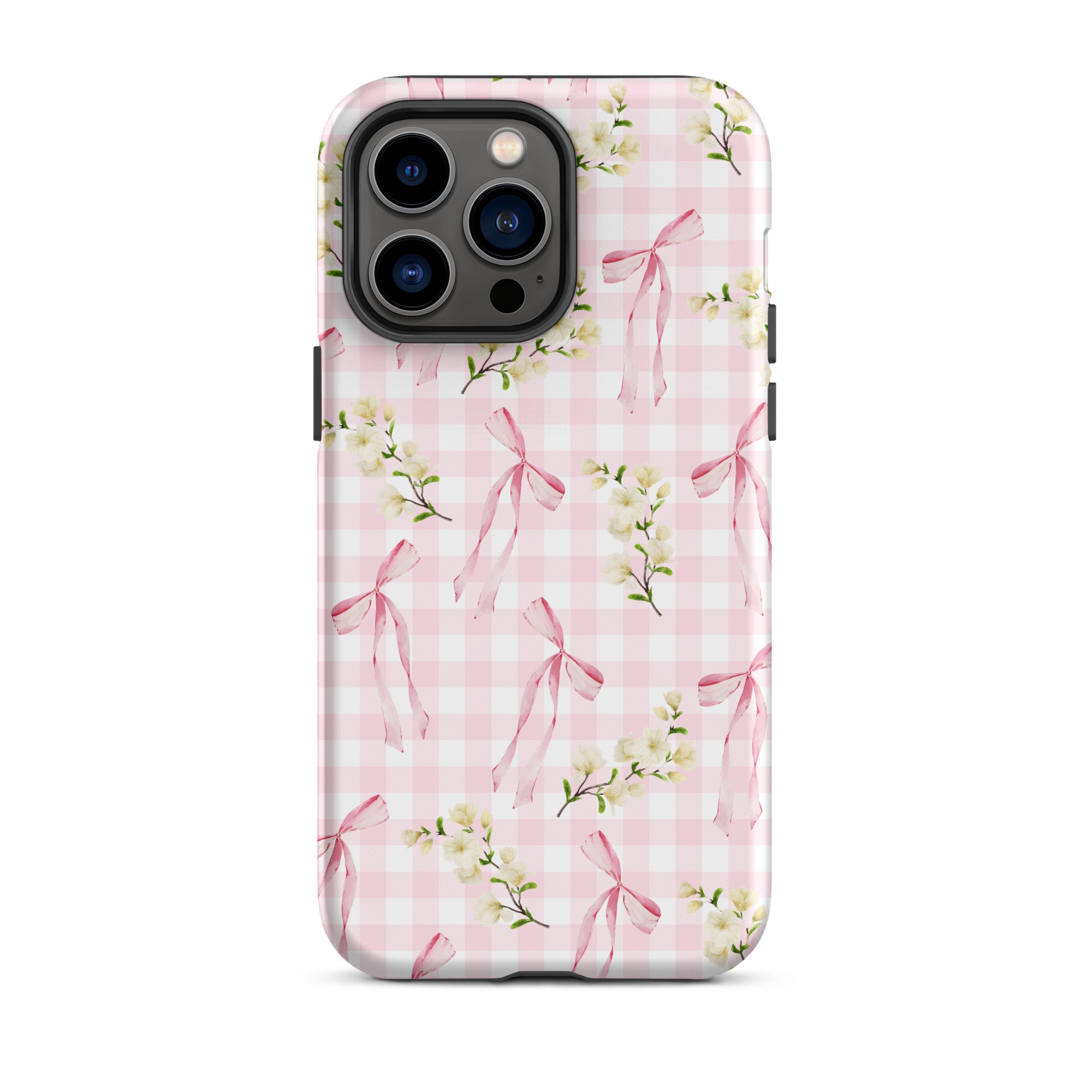 Pink Gingham Bows iPhone Case