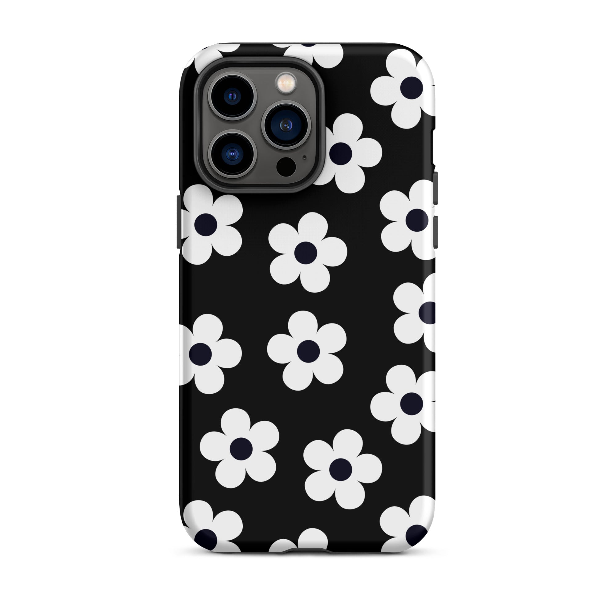 Black Retro Flowers iPhone Case