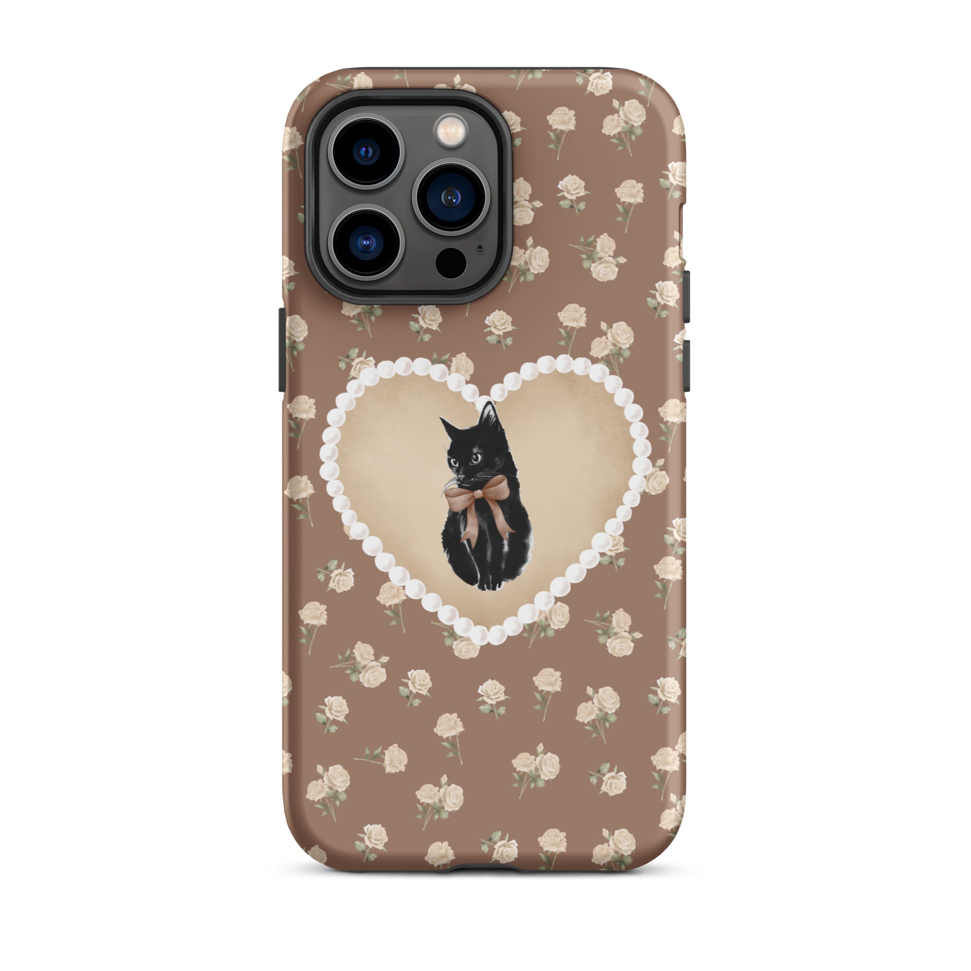 Brown Féline Roses iPhone Case
