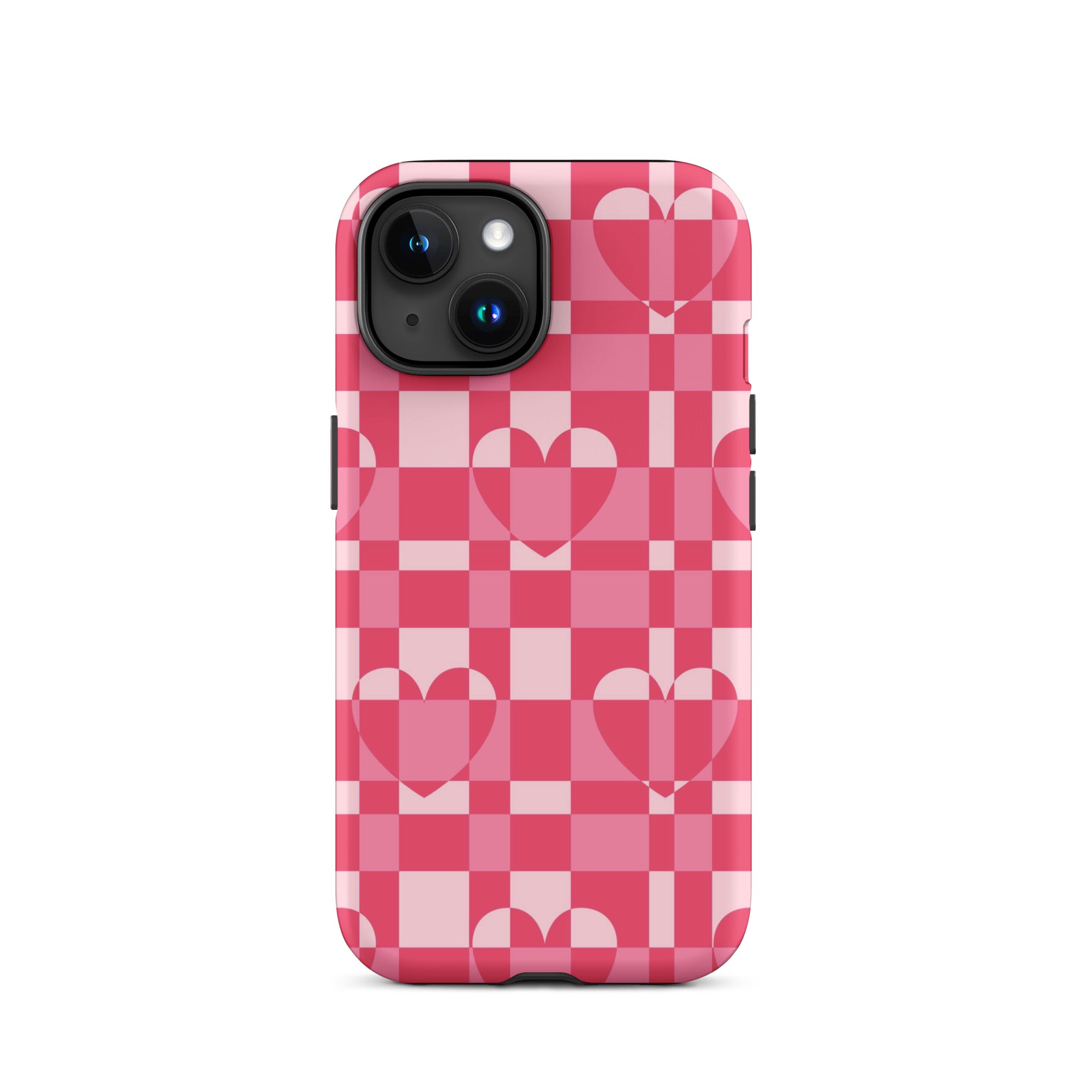 Hearts Checkered iPhone Case iPhone 15 Matte