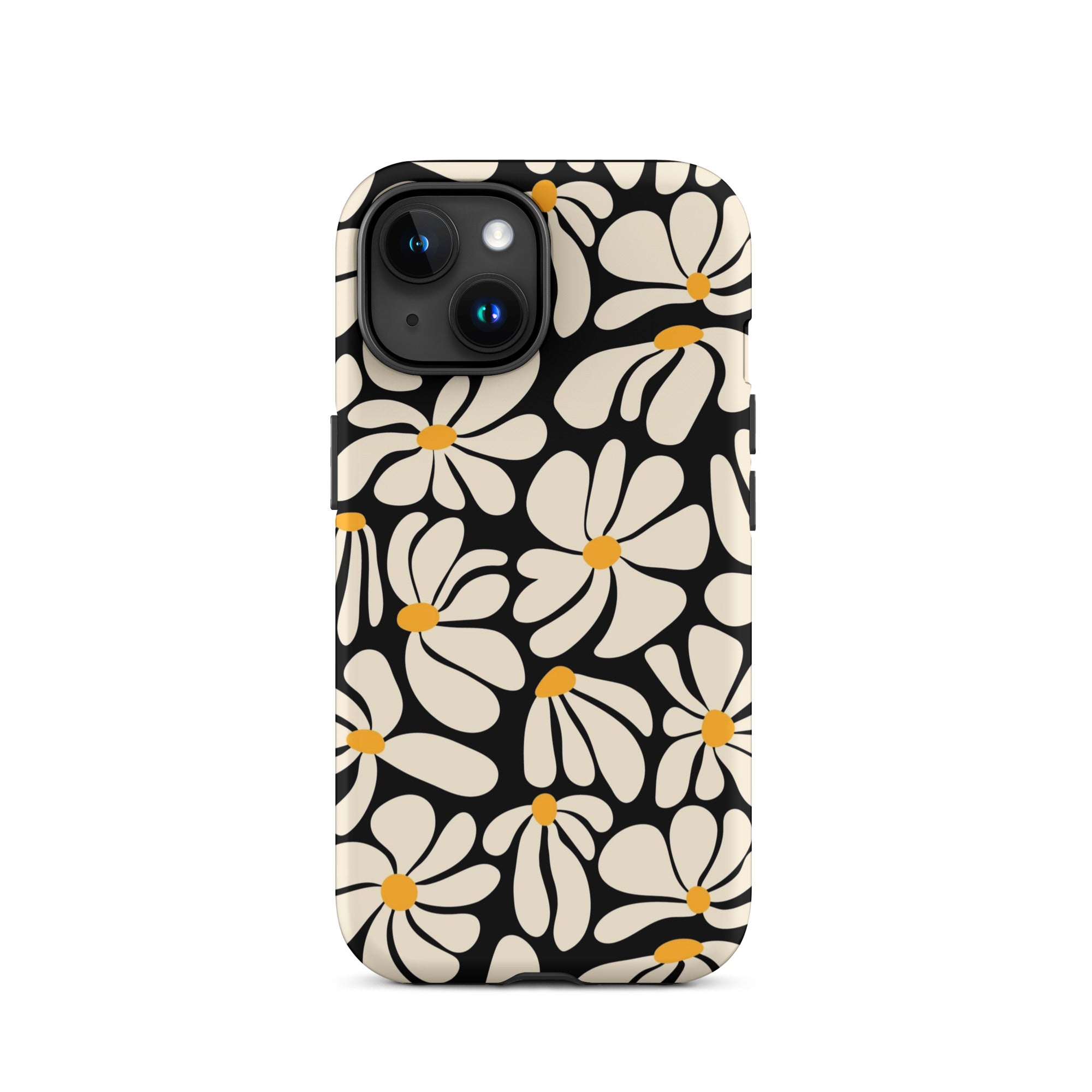 Black Retro Flowers iPhone Case iPhone 15 Matte