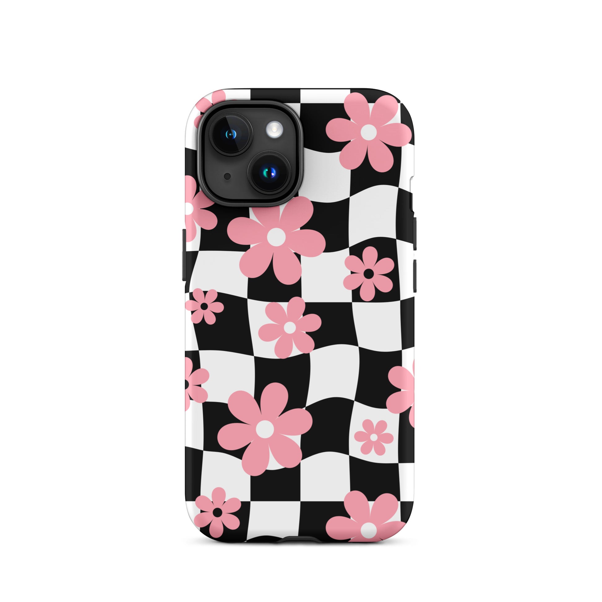 Floral Wavy Checkered iPhone Case iPhone 15 Matte