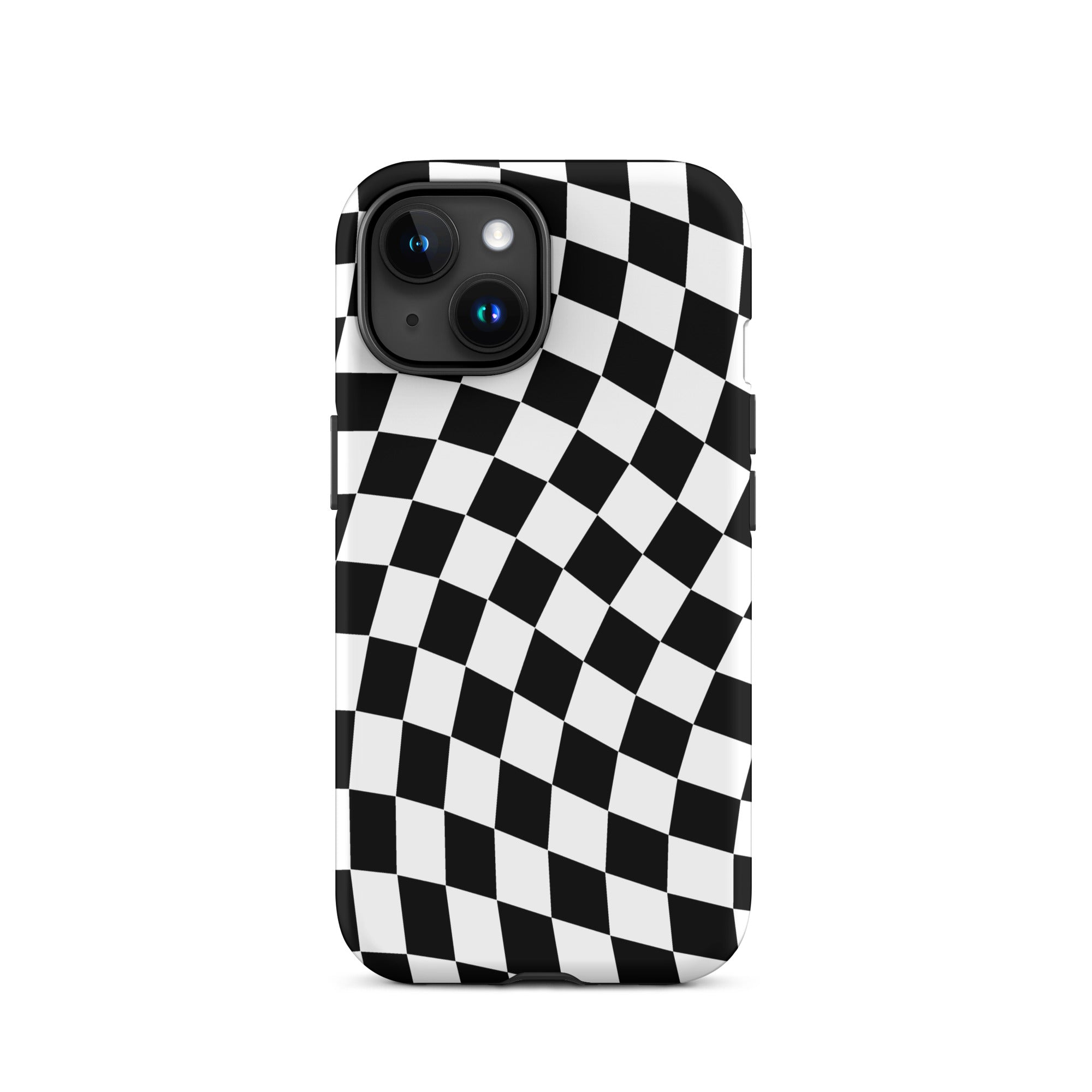 Black Wavy Checkered iPhone Case iPhone 15 Matte