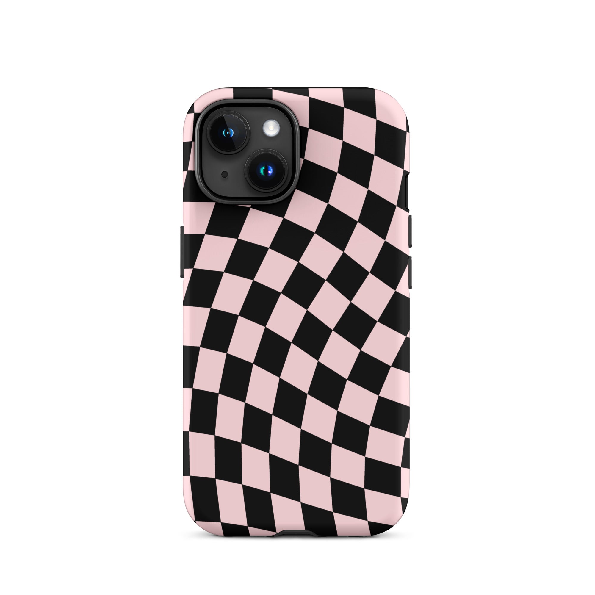 Pink & Black Wavy Checkered iPhone Case