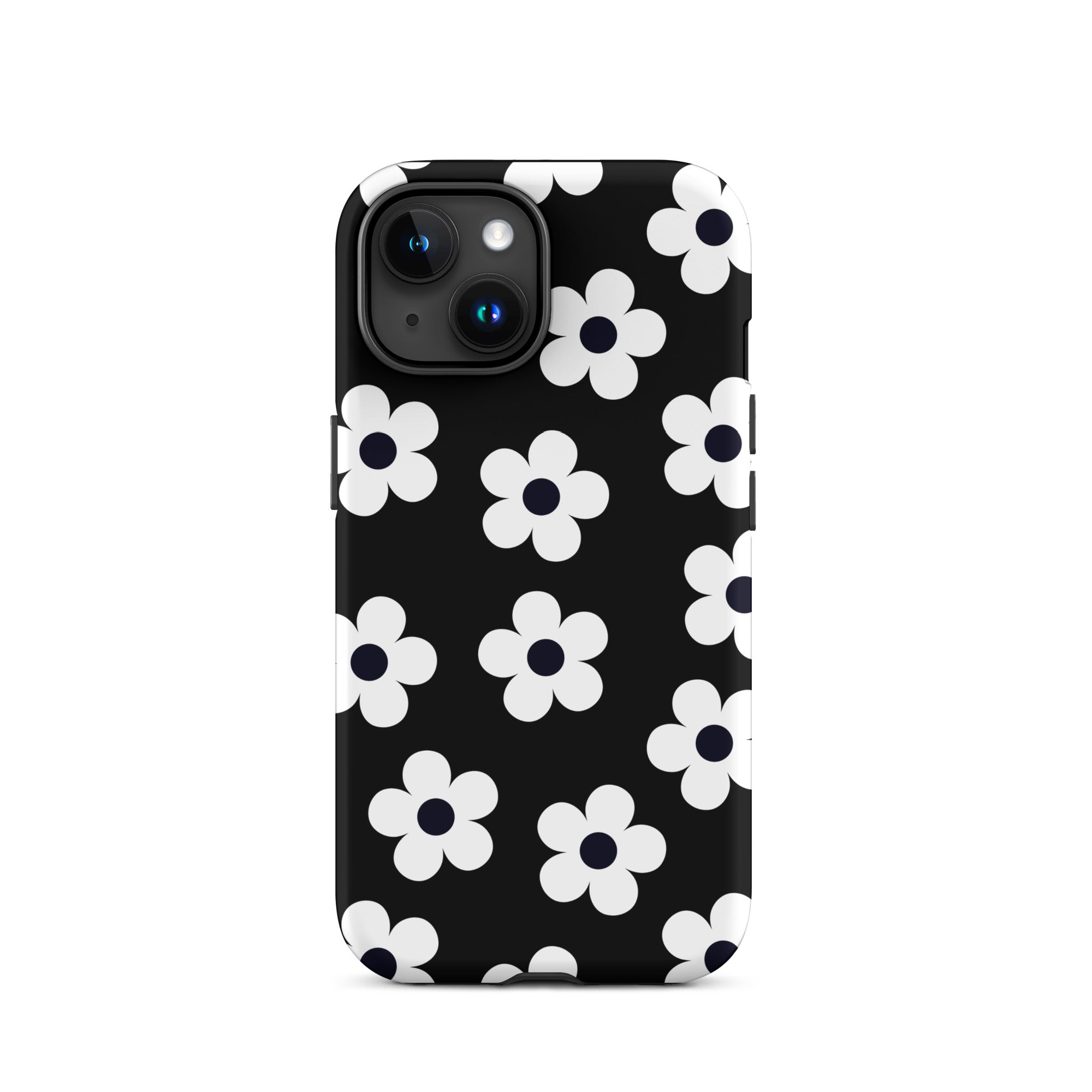 Black Retro Flowers iPhone Case