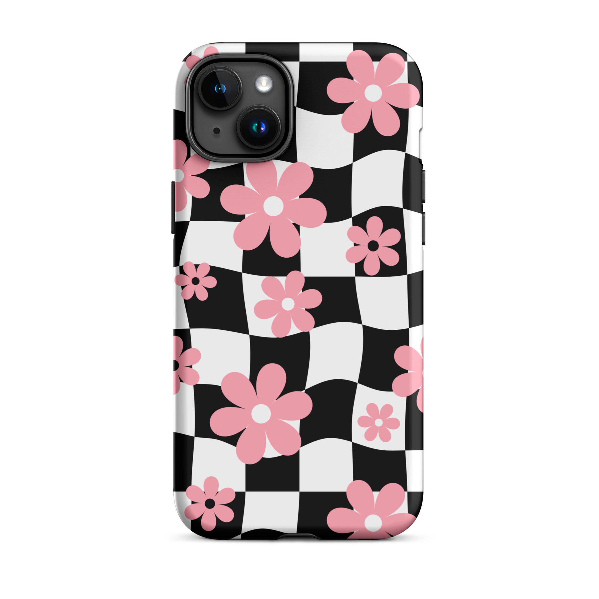 Floral Wavy Checkered iPhone Case iPhone 15 Plus Matte