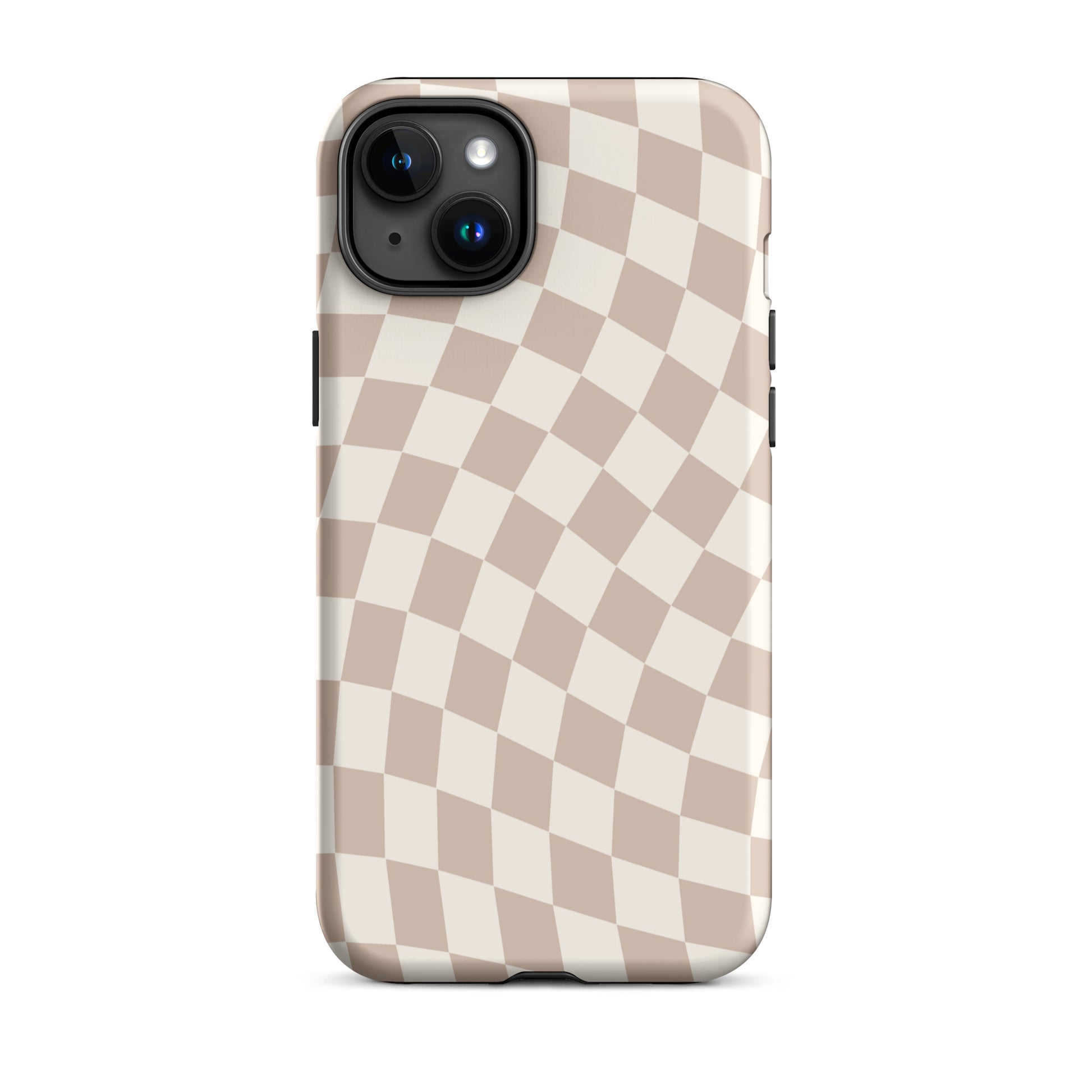 Neutral Wavy Checkered iPhone Case iPhone 15 Plus Matte