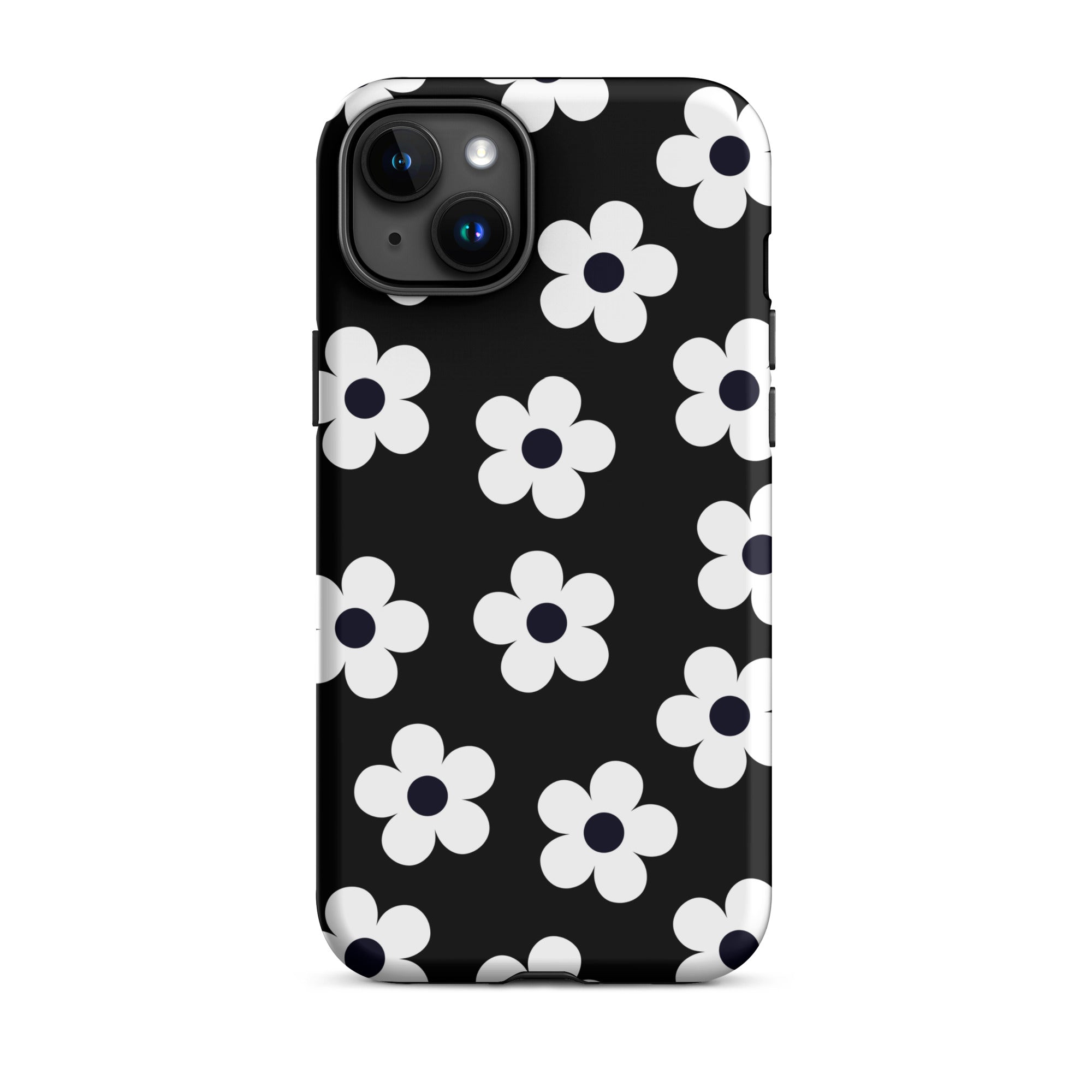 Black Retro Flowers iPhone Case
