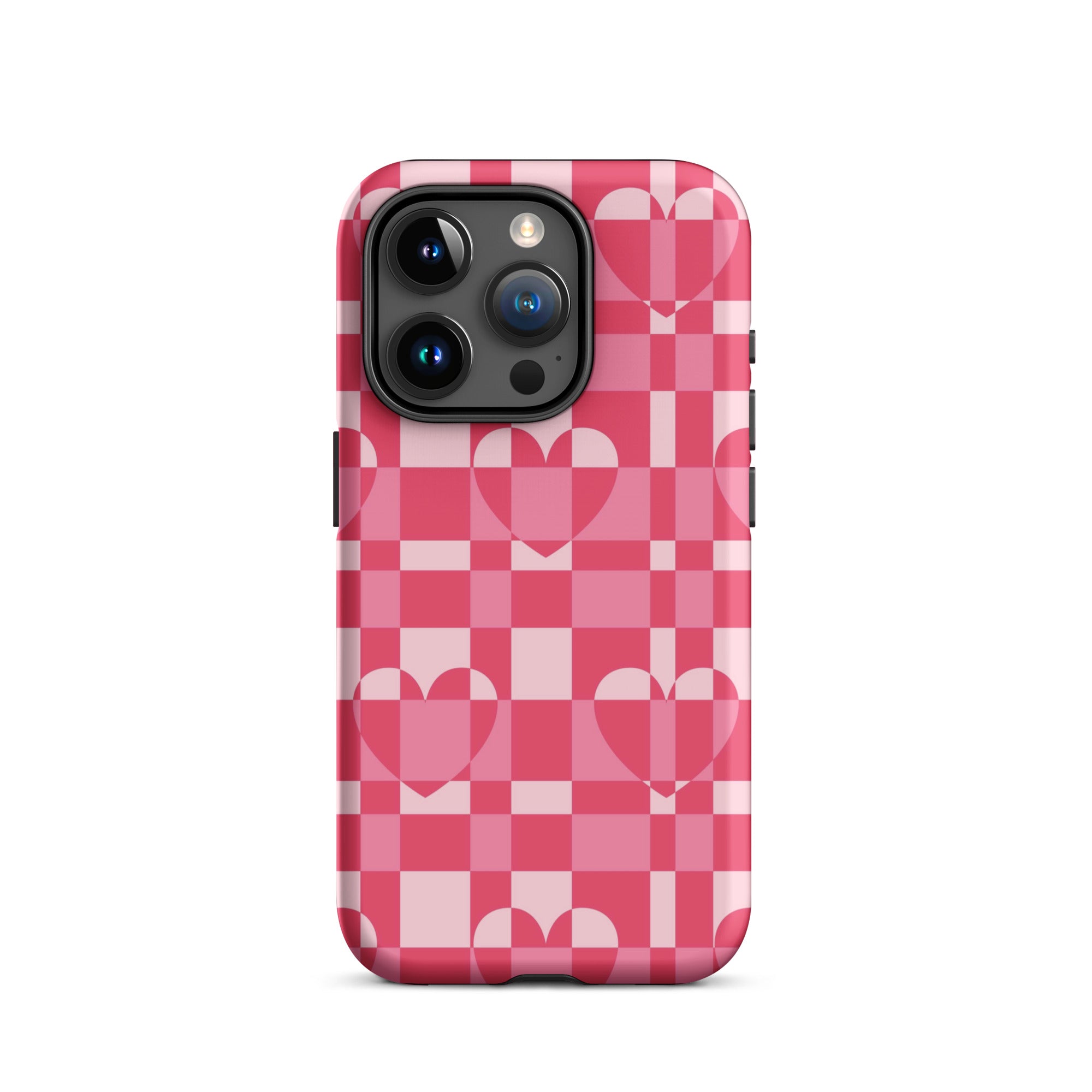 Hearts Checkered iPhone Case iPhone 15 Pro Matte