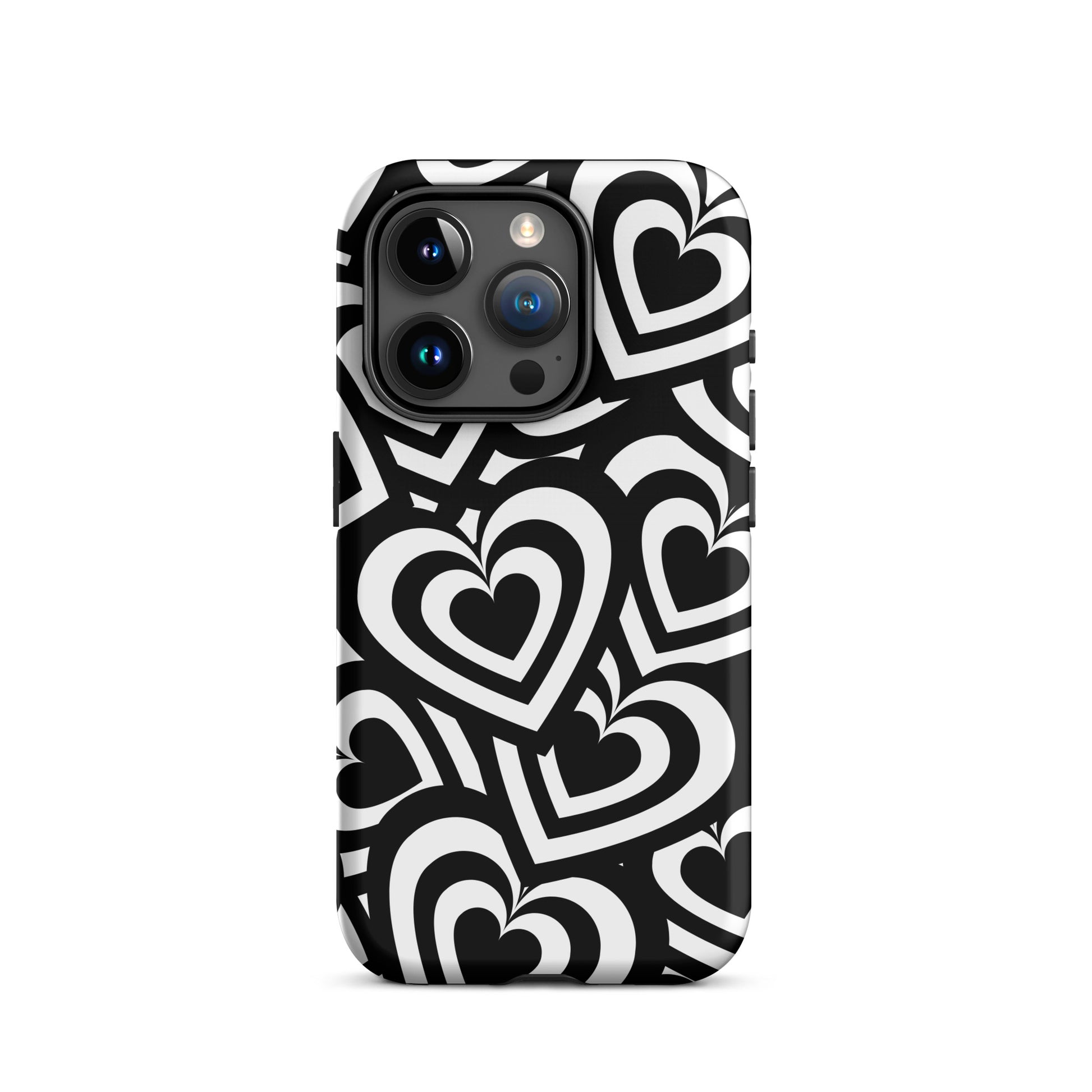 Black & White Hearts iPhone Case iPhone 15 Pro Matte