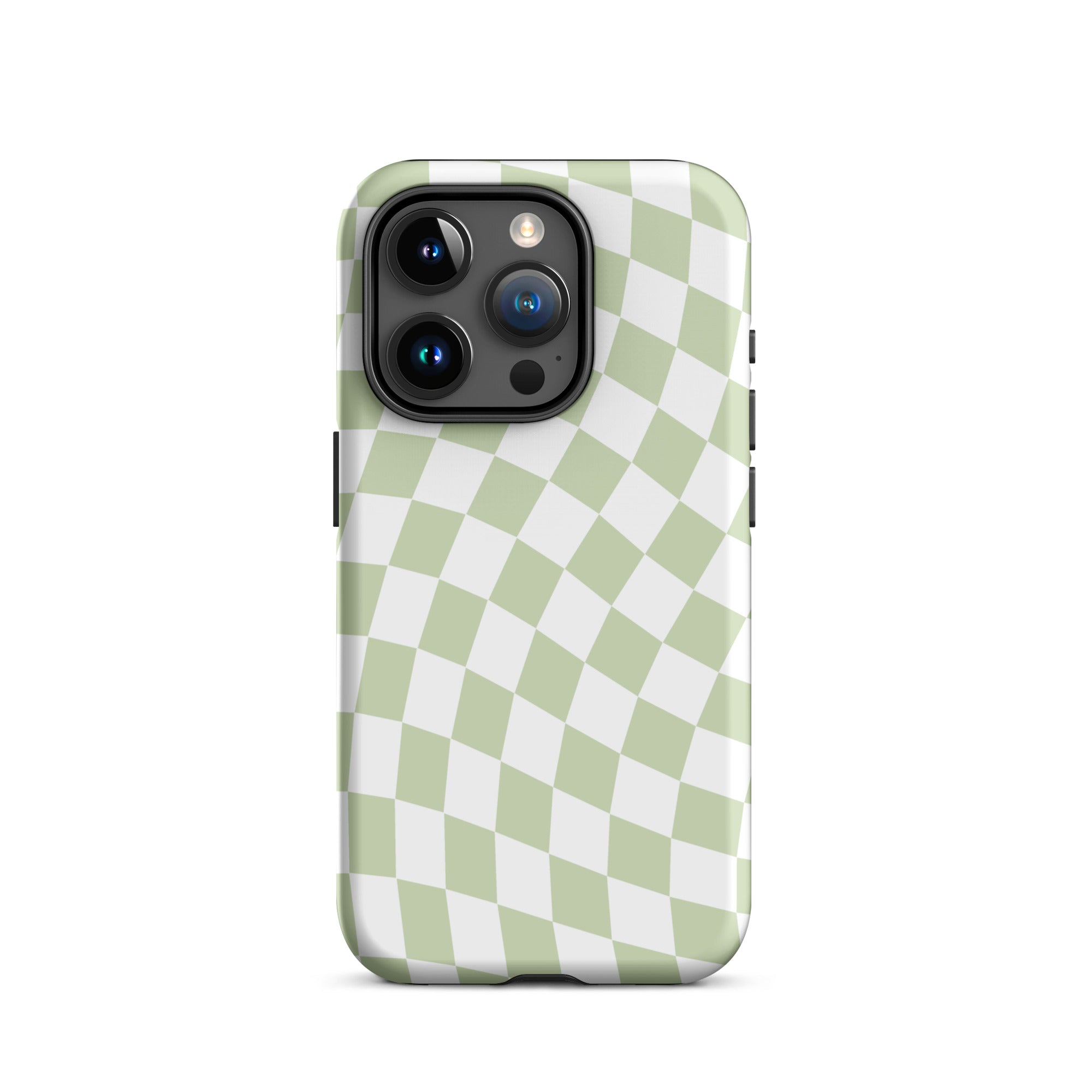 Light Green Wavy Checkered iPhone Case