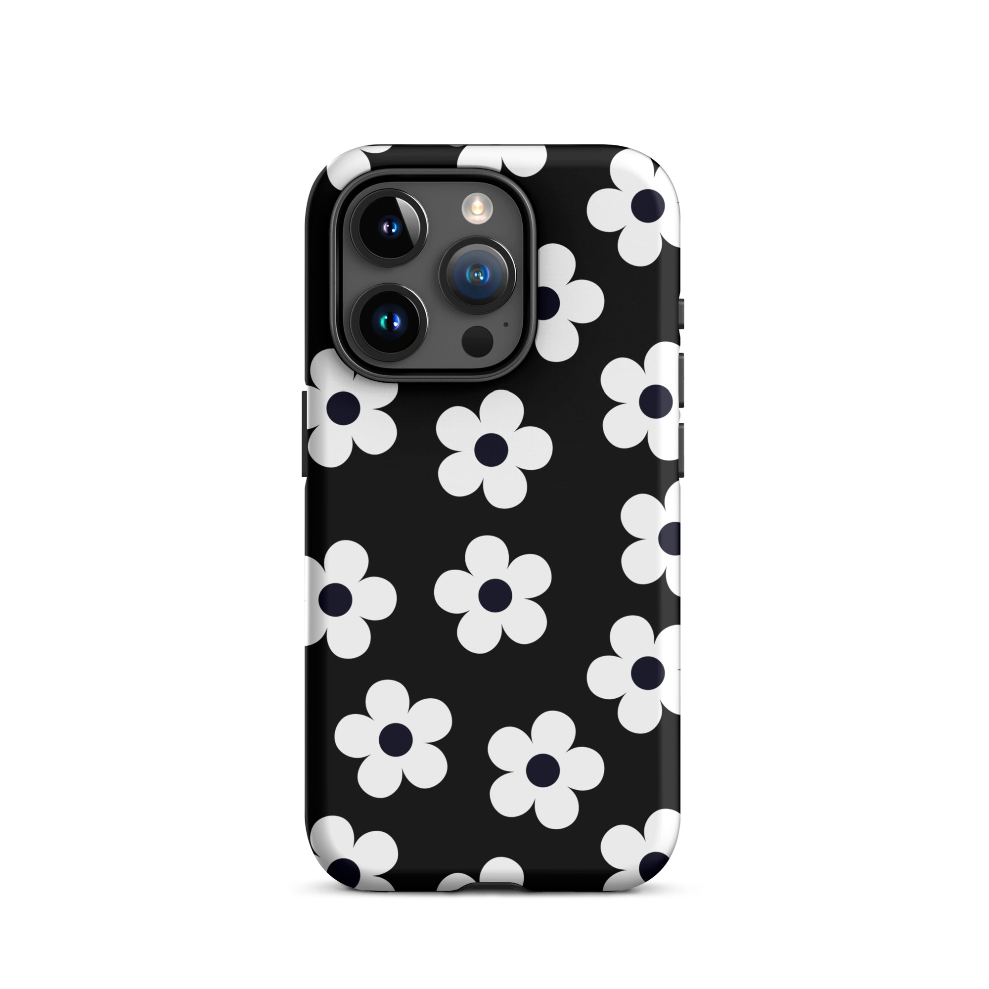 Black Retro Flowers iPhone Case
