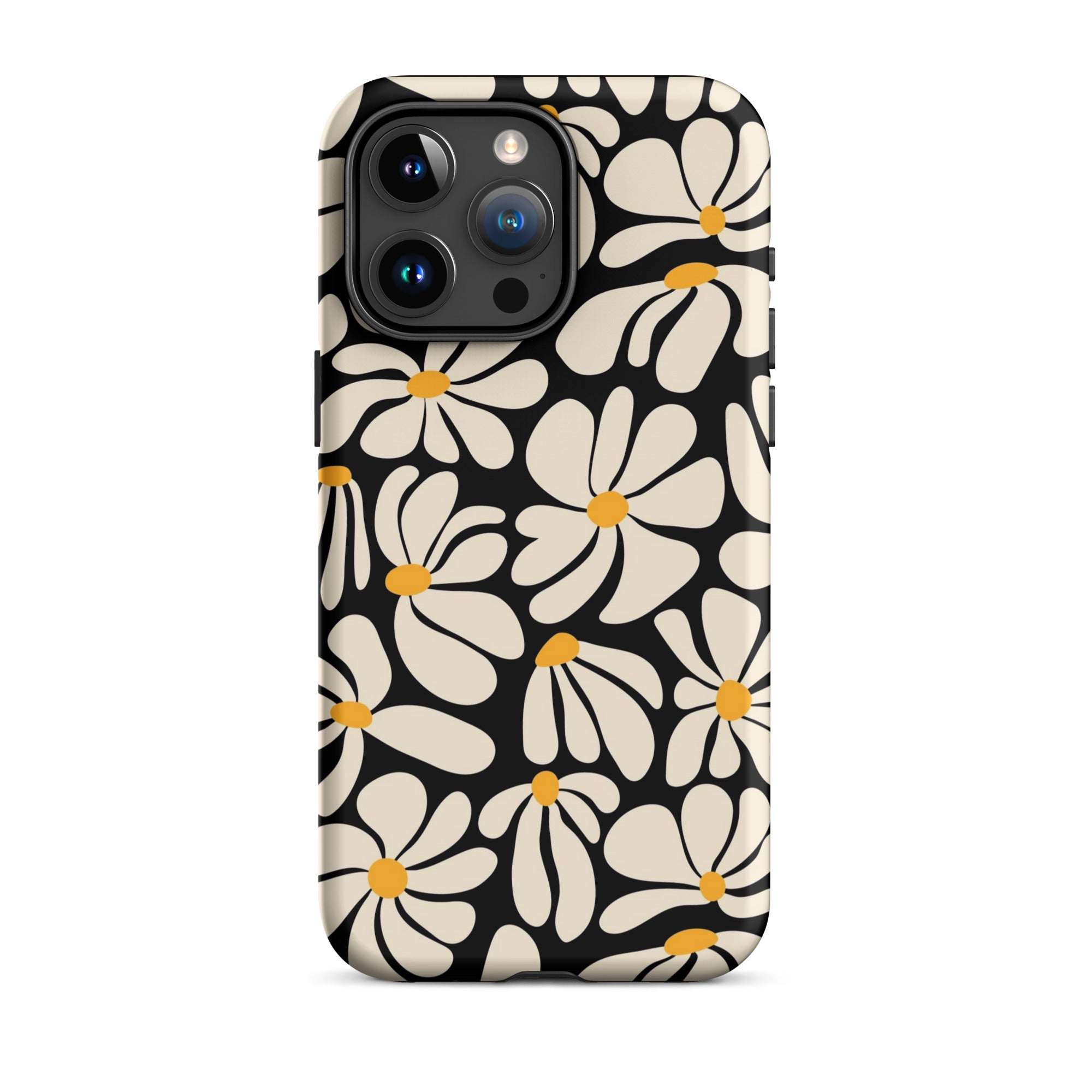 Black Retro Flowers iPhone Case iPhone 15 Pro Max Matte
