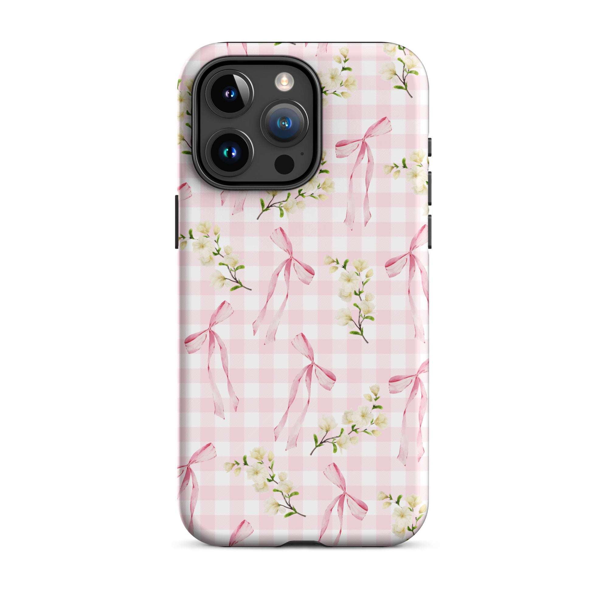 Pink Gingham Bows iPhone Case