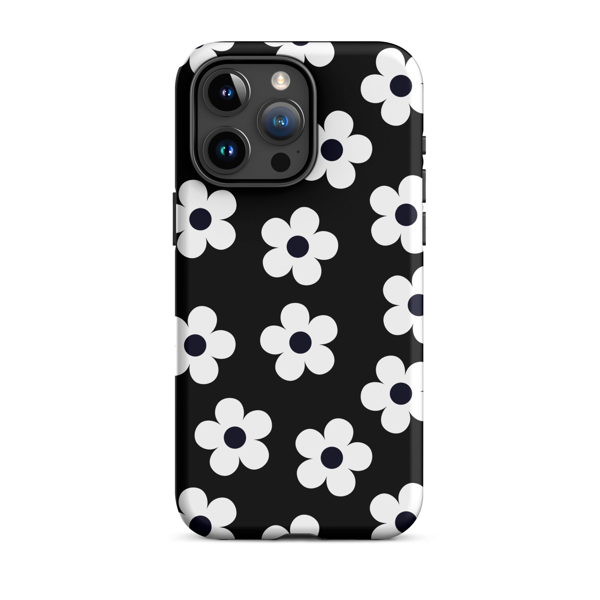 Black Retro Flowers iPhone Case
