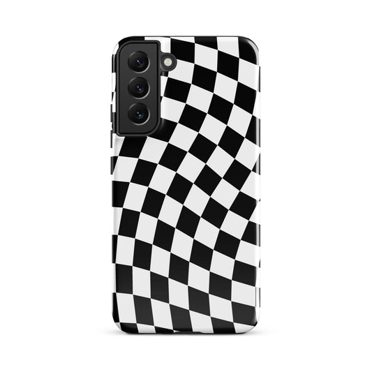 Black Wavy Checkered Samsung Case