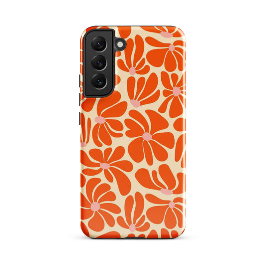 Orange Vintage Flowers Samsung Case